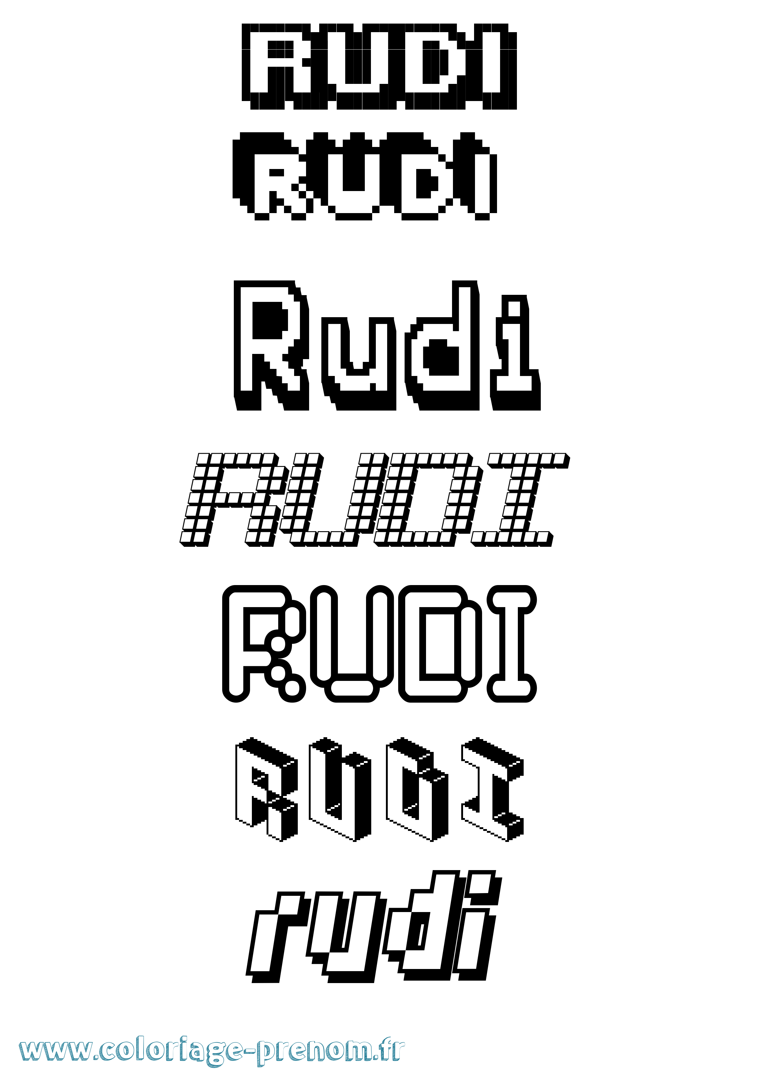 Coloriage Rudi Pixel Coloriage prénom Rudi Pixel
