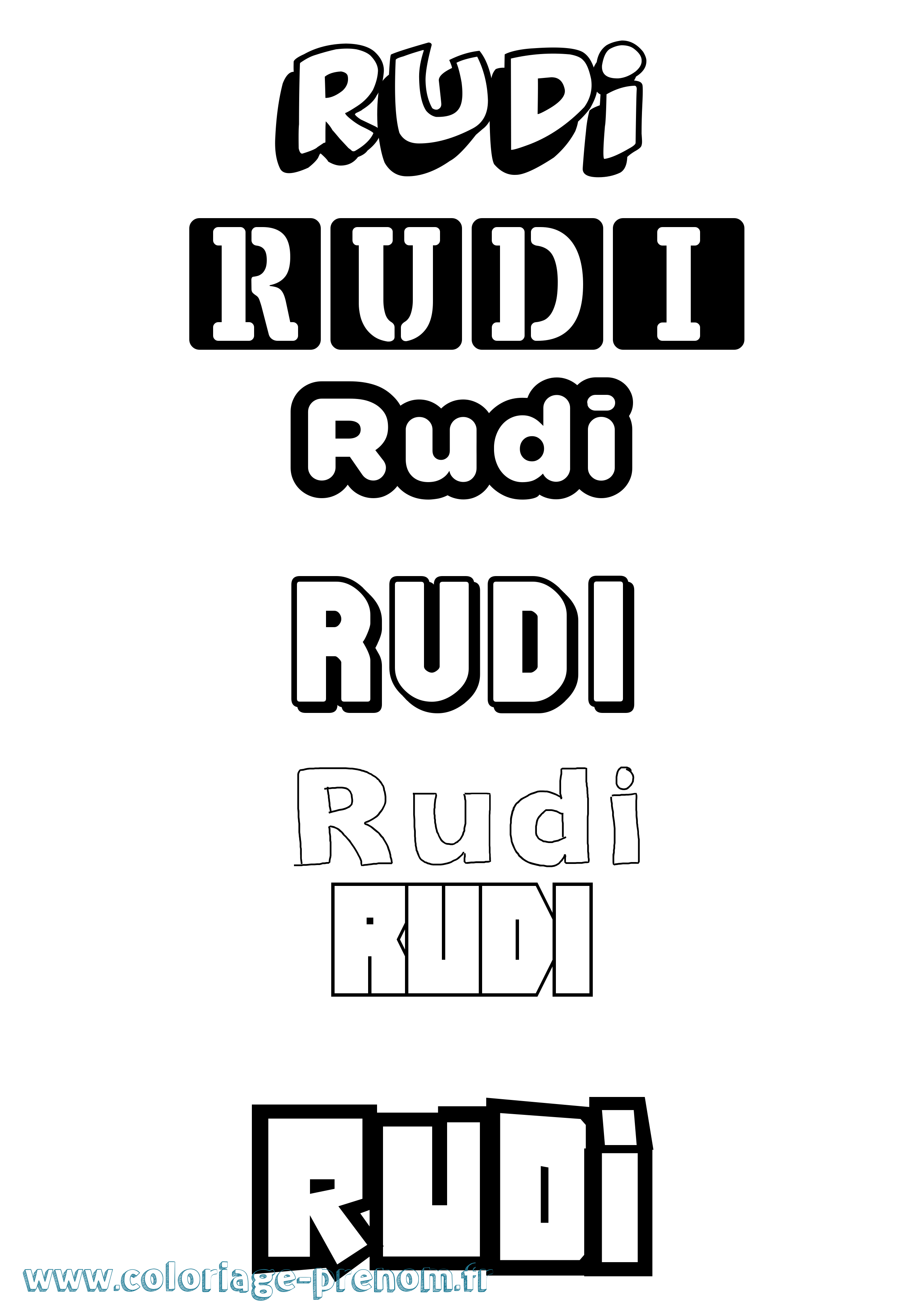 Coloriage Rudi Simple Coloriage prénom Rudi Simple