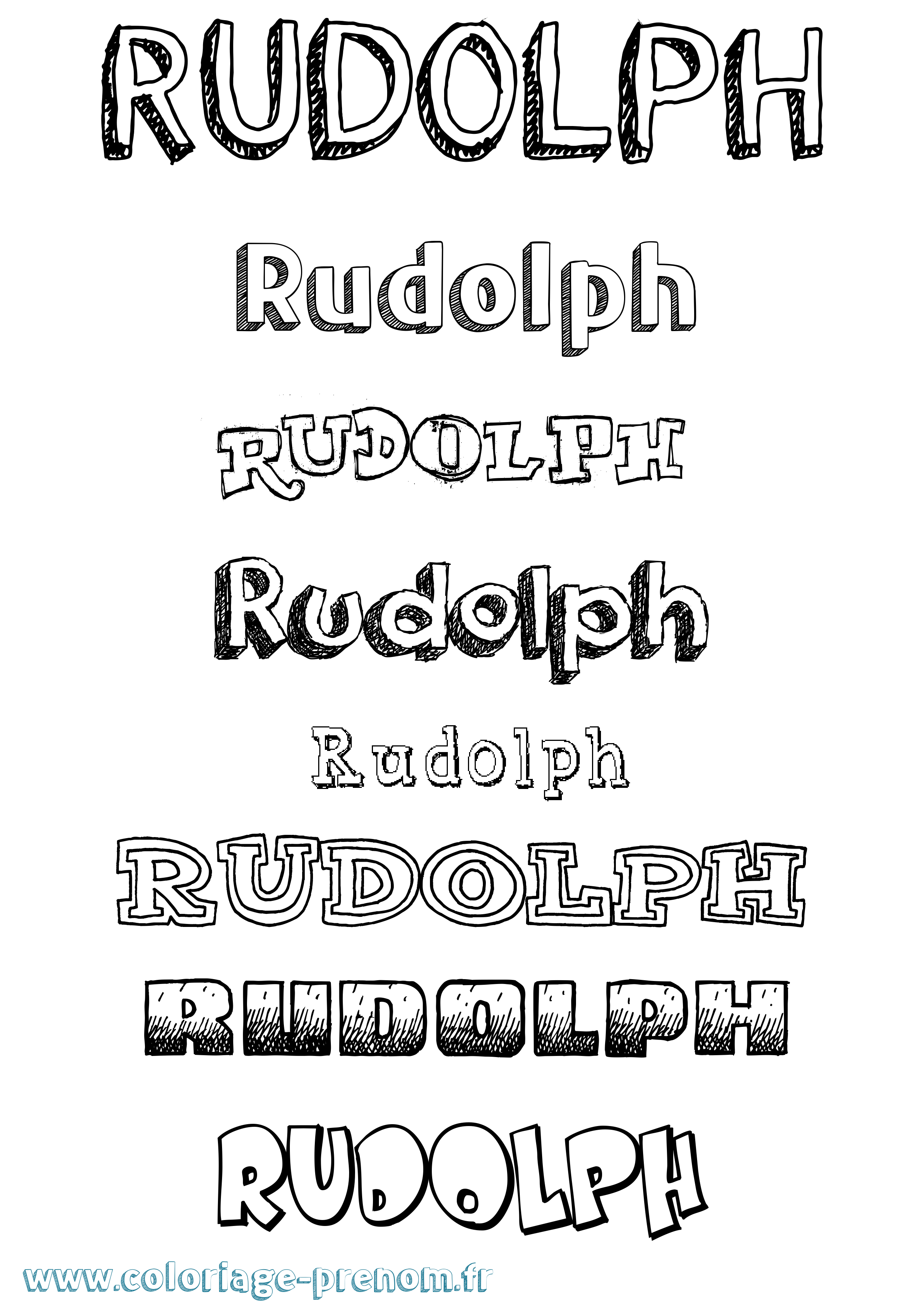 Coloriage Rudolph Dessiné Coloriage prénom Rudolph Dessiné