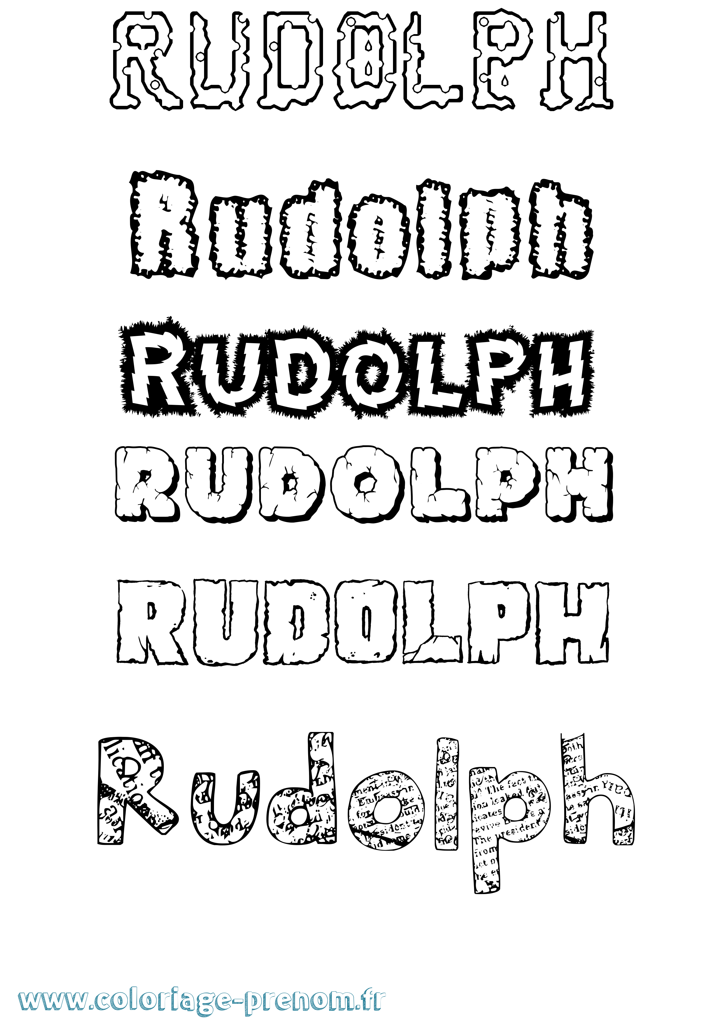 Coloriage Rudolph Destructuré Coloriage prénom Rudolph Destructuré