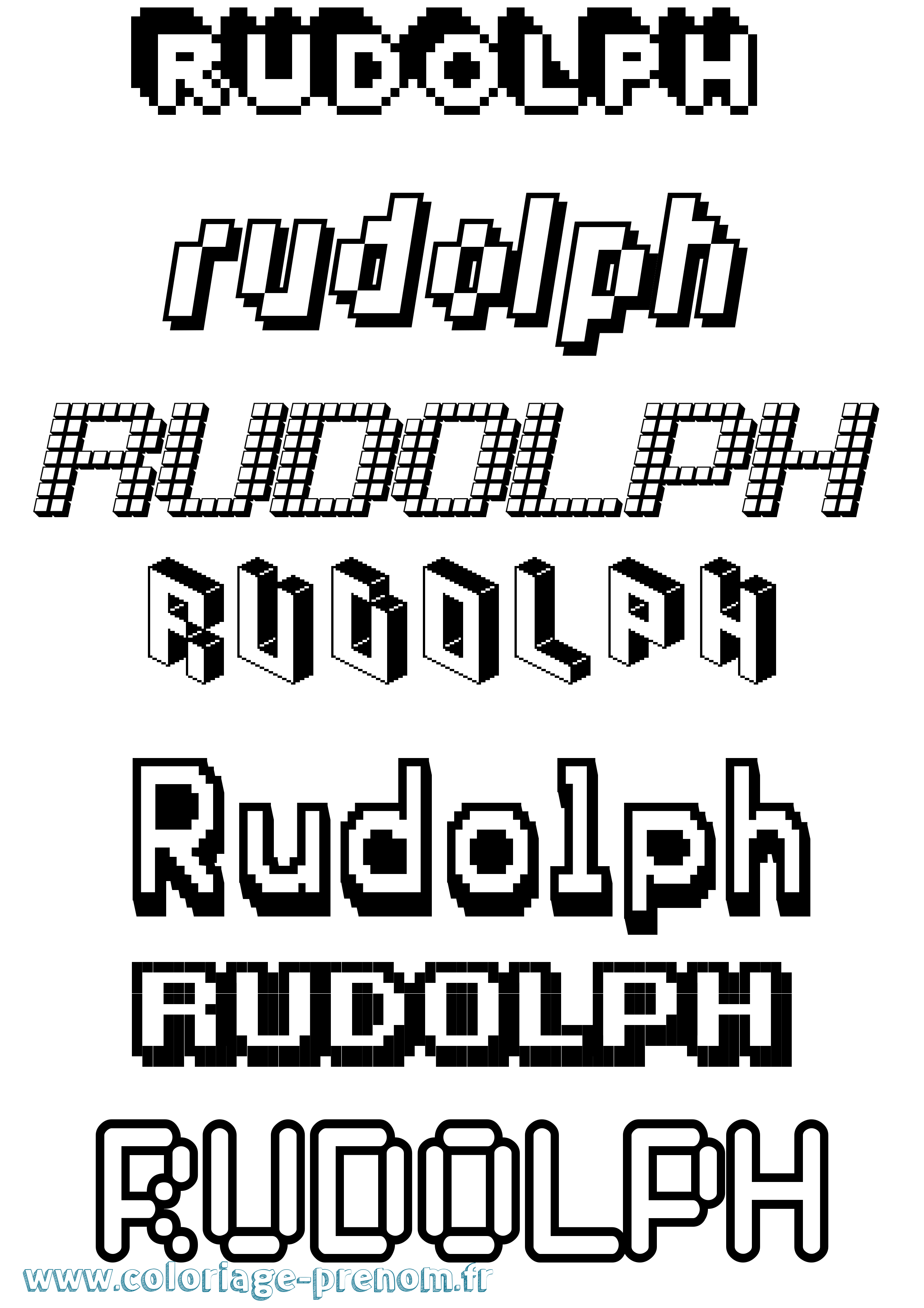 Coloriage Rudolph Pixel Coloriage prénom Rudolph Pixel