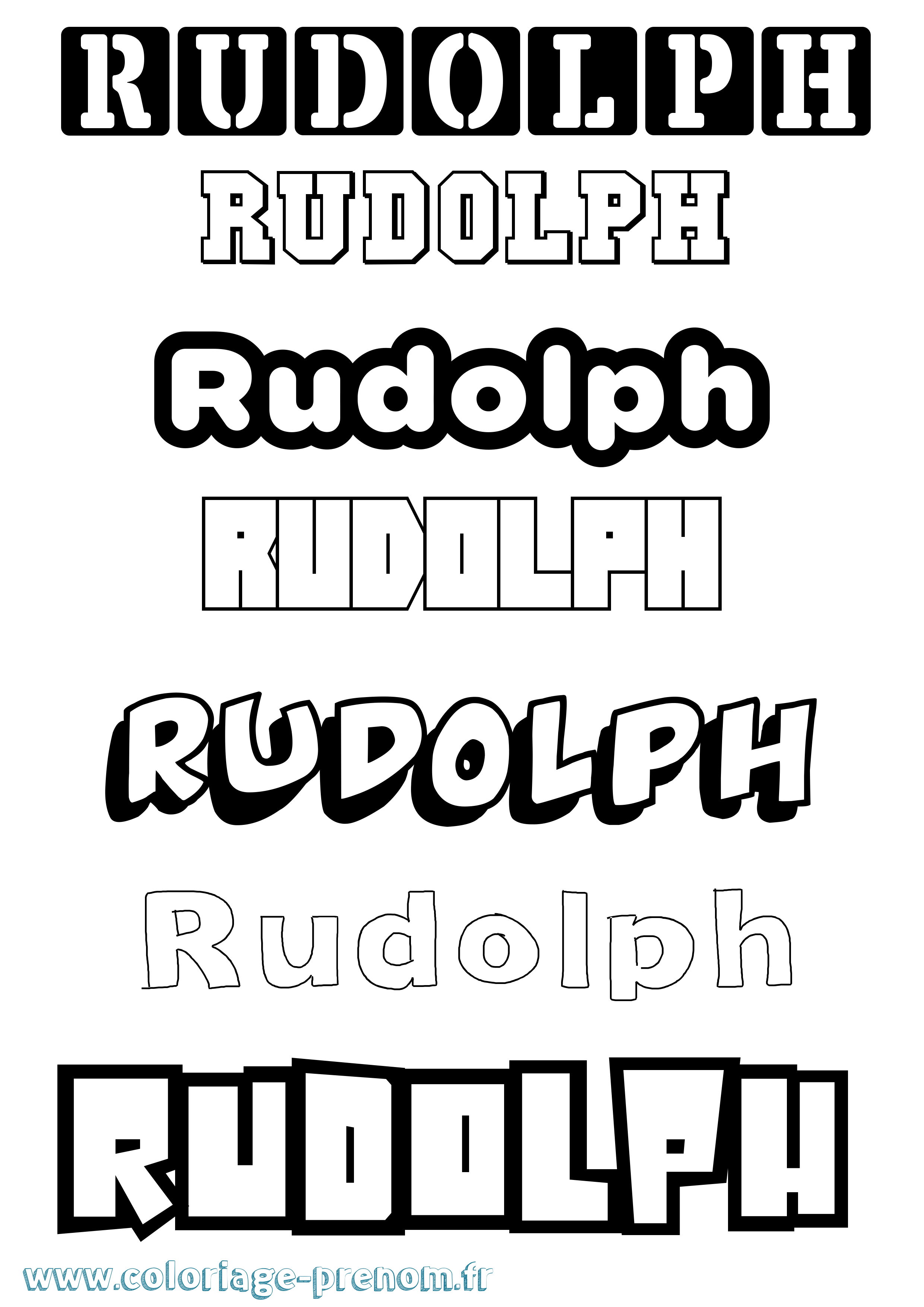 Coloriage Rudolph Simple Coloriage prénom Rudolph Simple