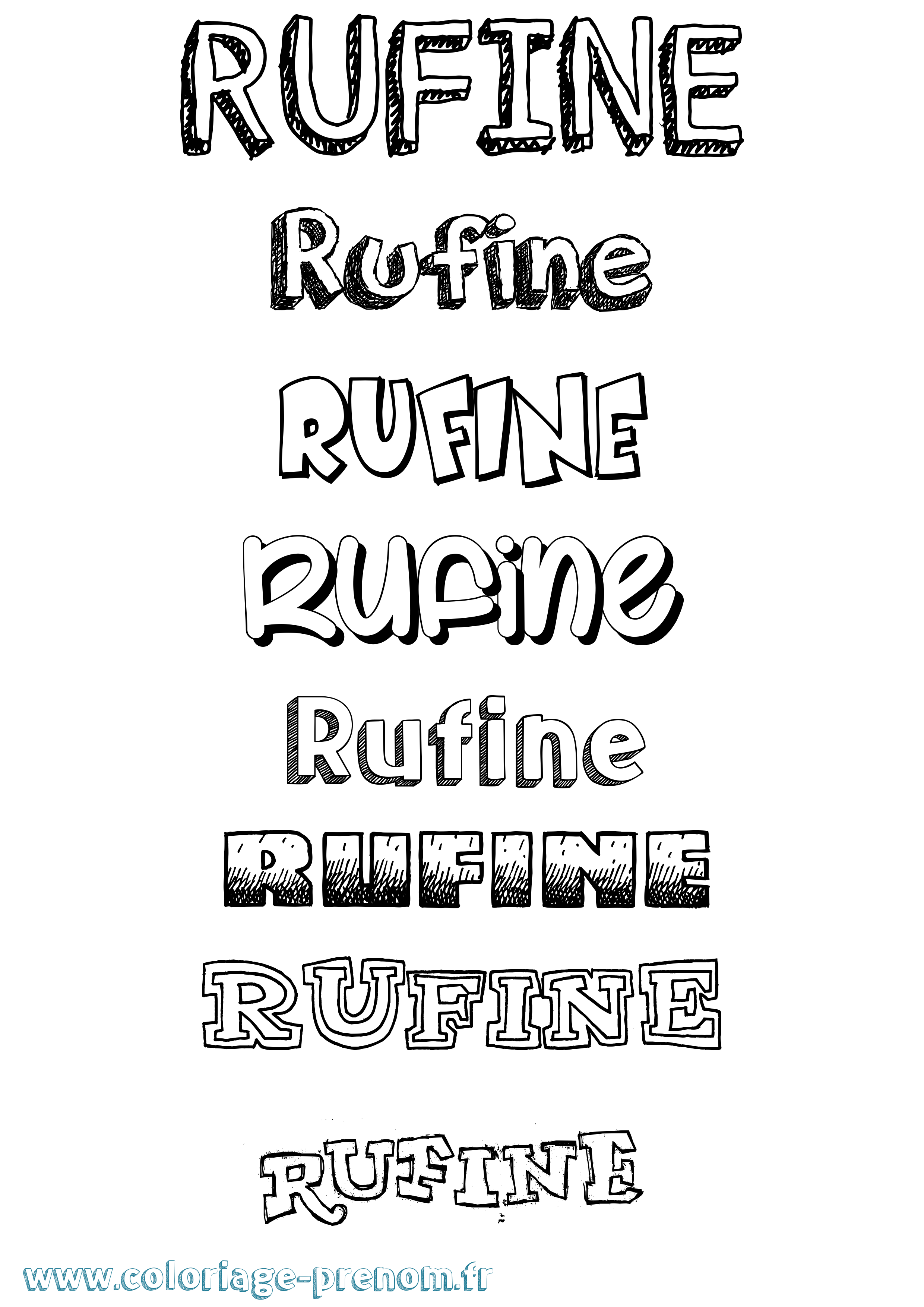 Coloriage Rufine Dessiné Coloriage prénom Rufine Dessiné