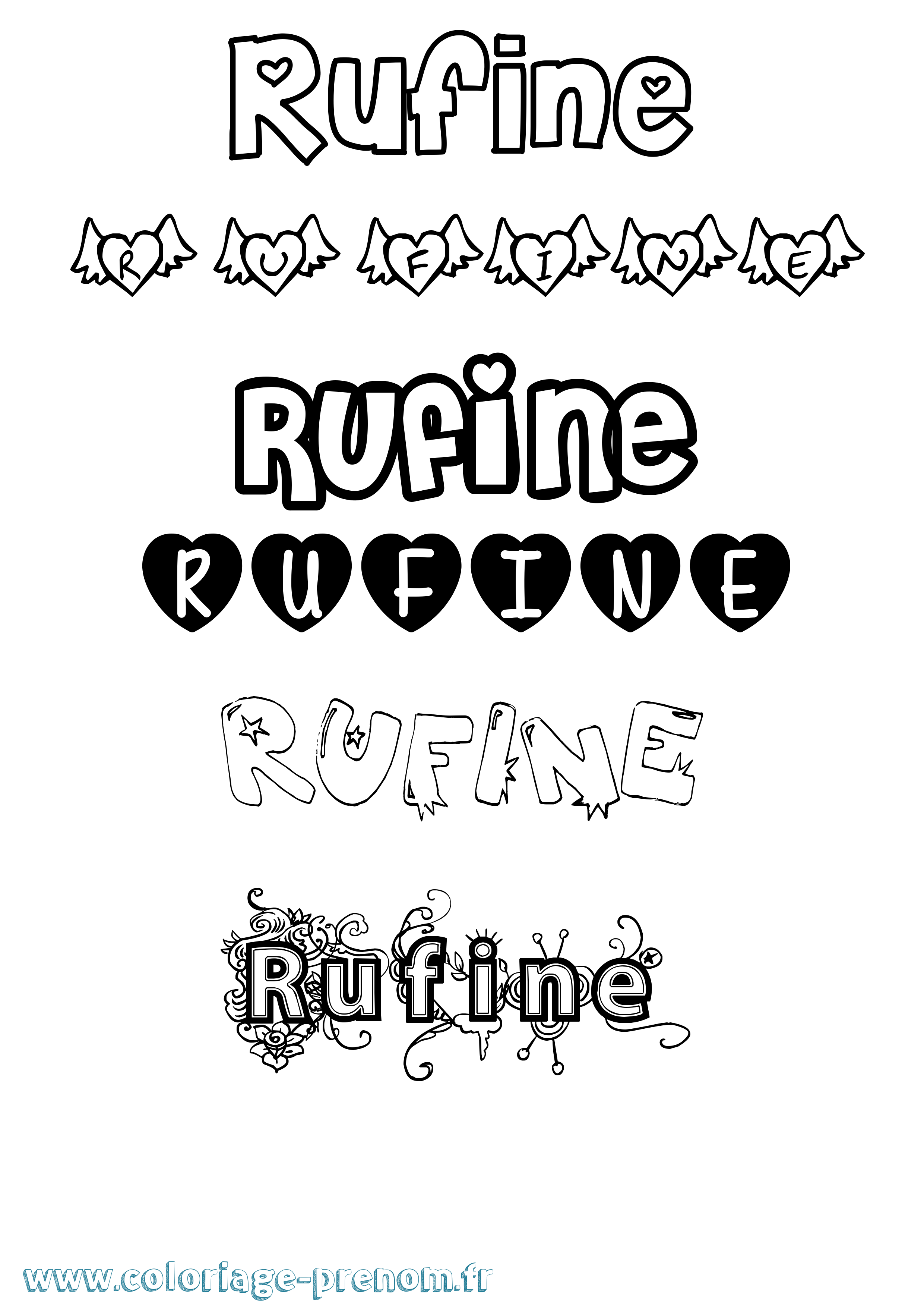 Coloriage Rufine Girly Coloriage prénom Rufine Girly
