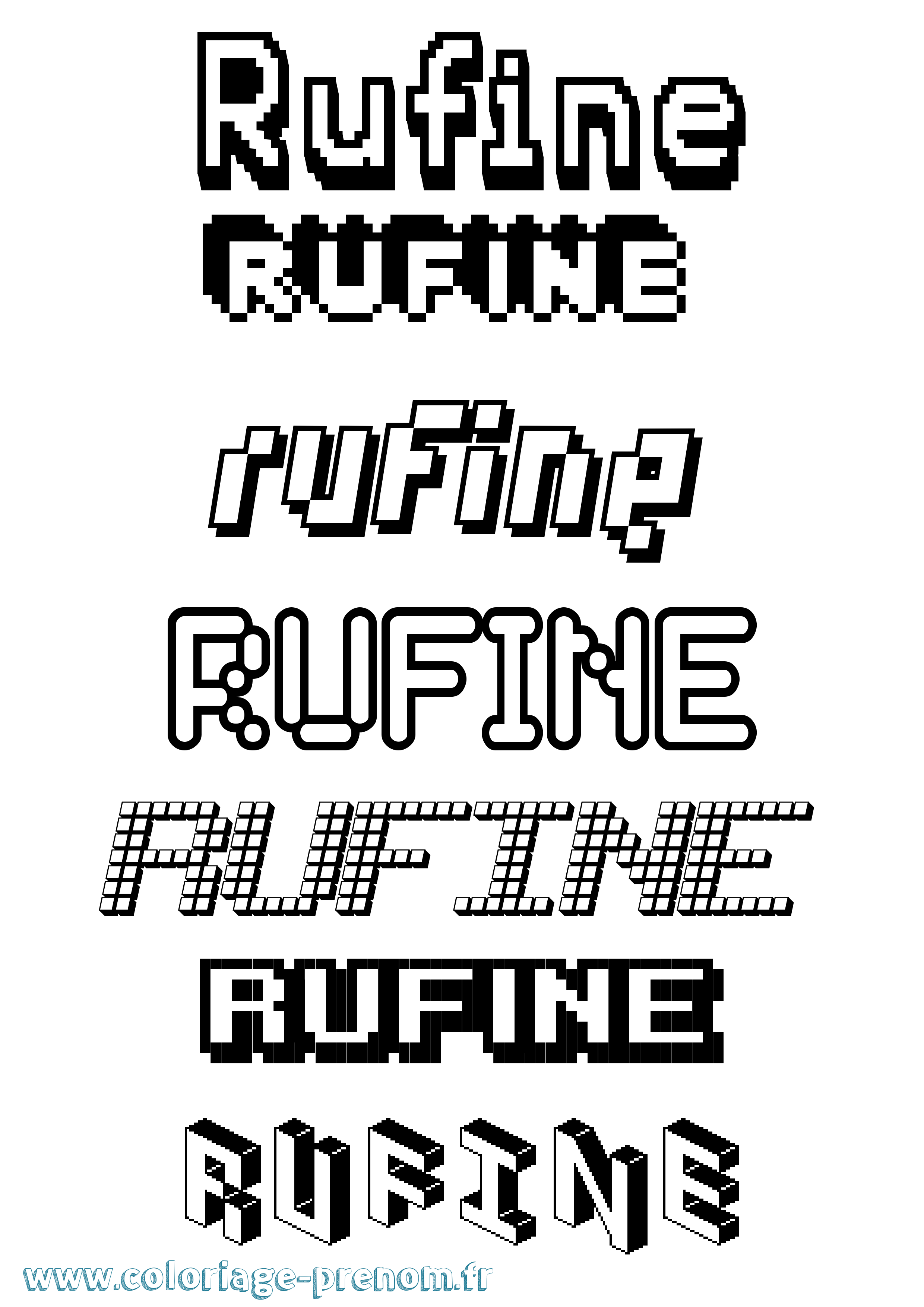 Coloriage Rufine Pixel Coloriage prénom Rufine Pixel