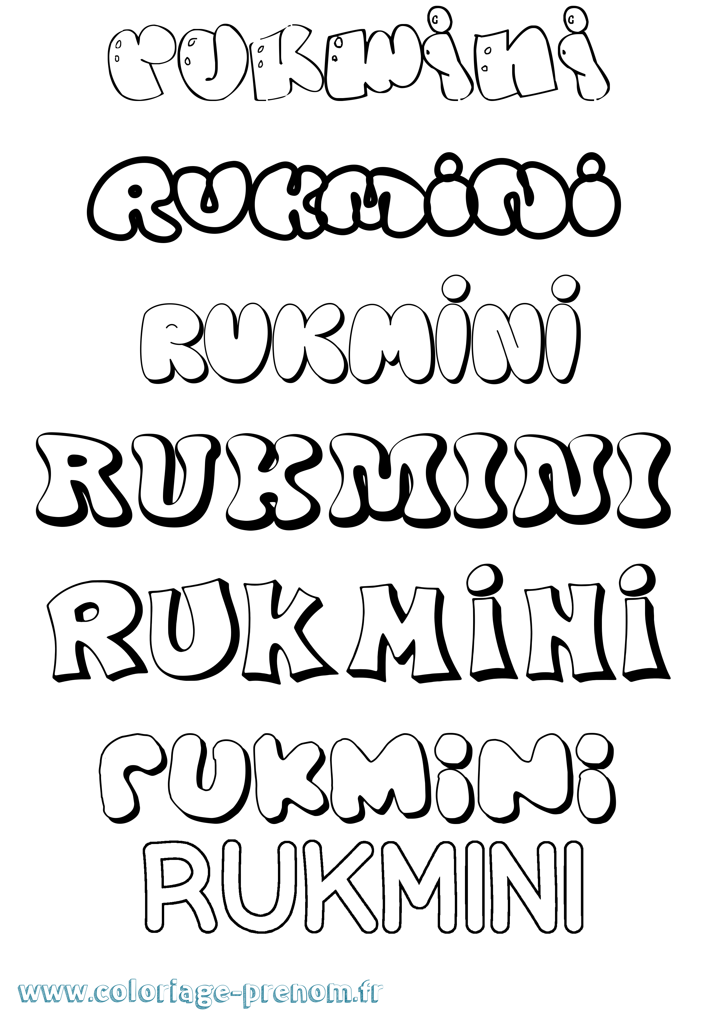 Coloriage Rukmini Bubble Coloriage prénom Rukmini Bubble