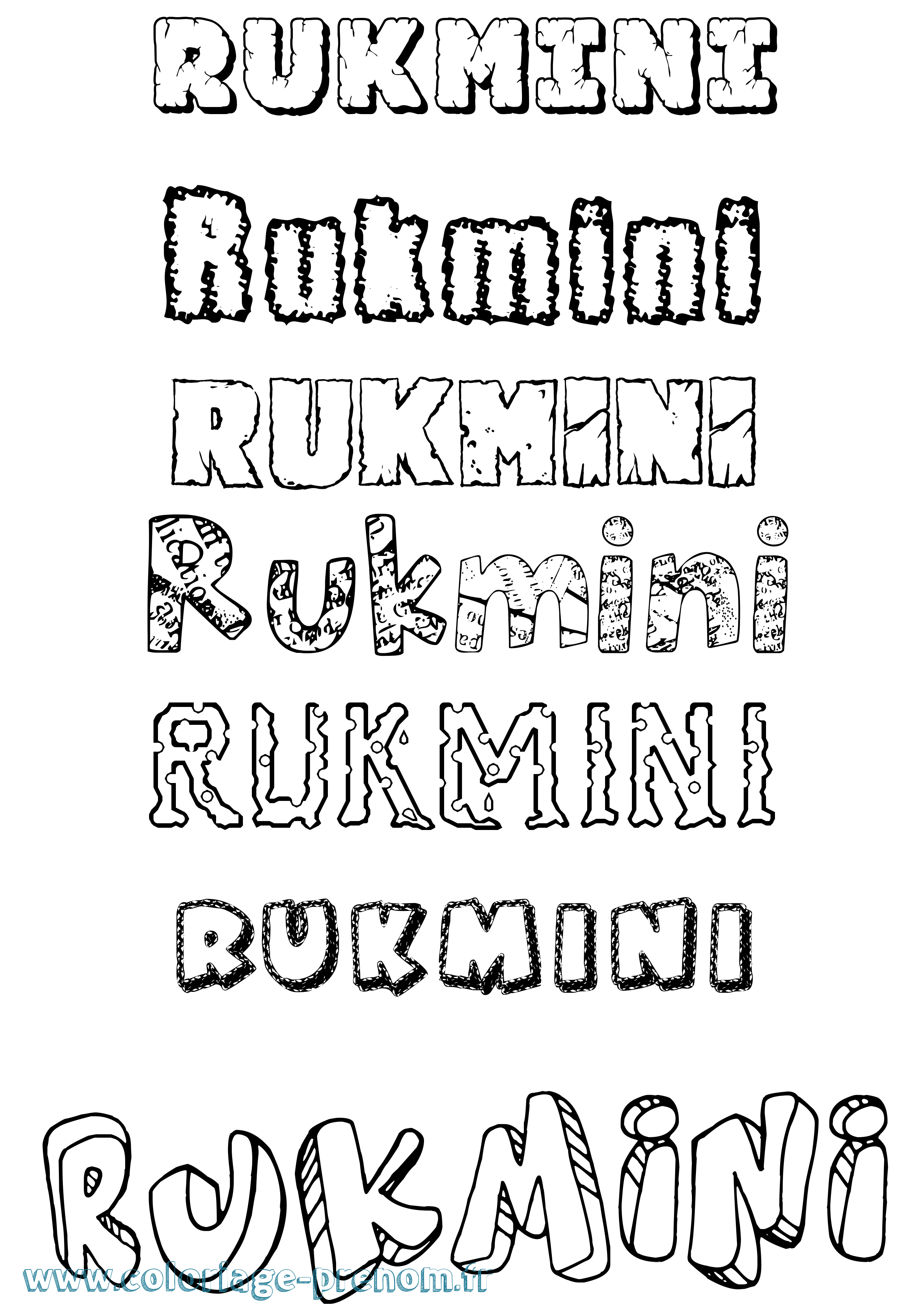 Coloriage Rukmini Destructuré Coloriage prénom Rukmini Destructuré