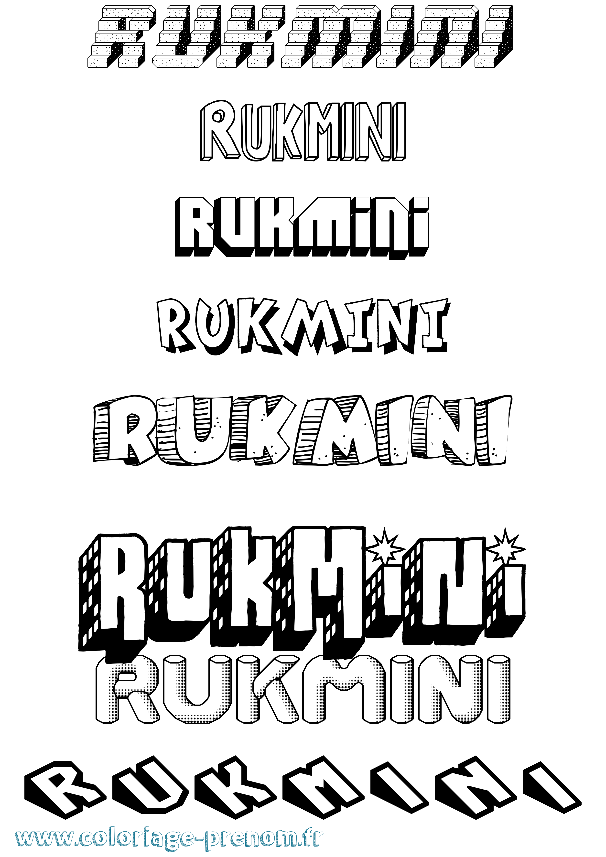Coloriage Rukmini Effet 3D Coloriage prénom Rukmini Effet 3D