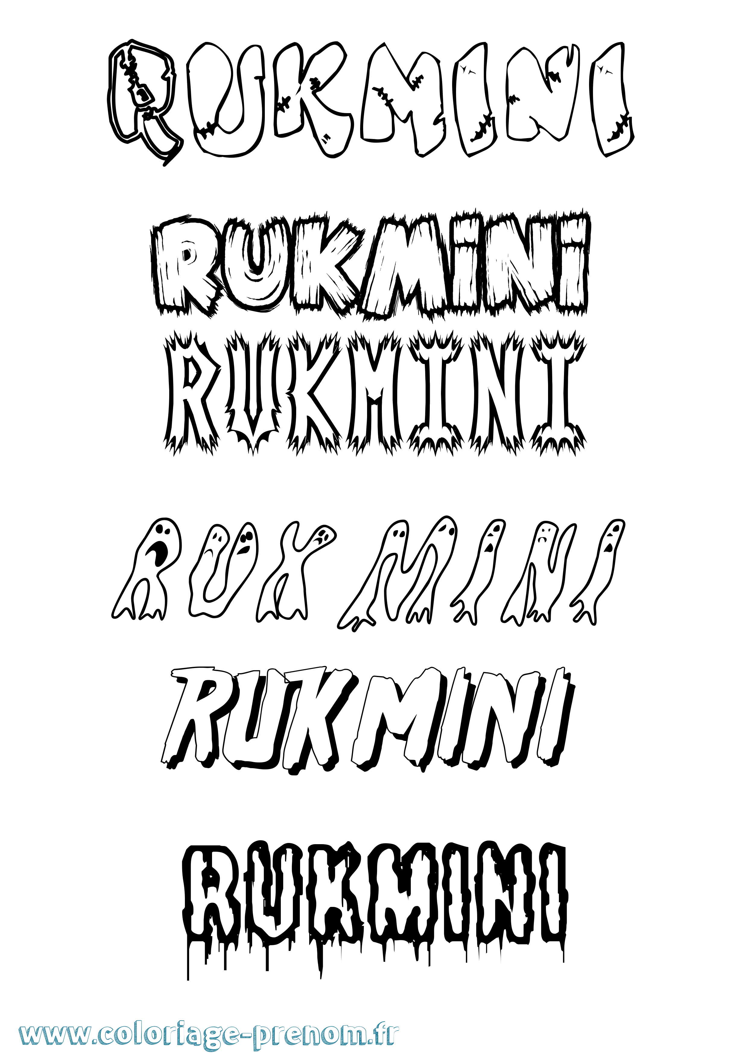 Coloriage Rukmini Frisson Coloriage prénom Rukmini Frisson