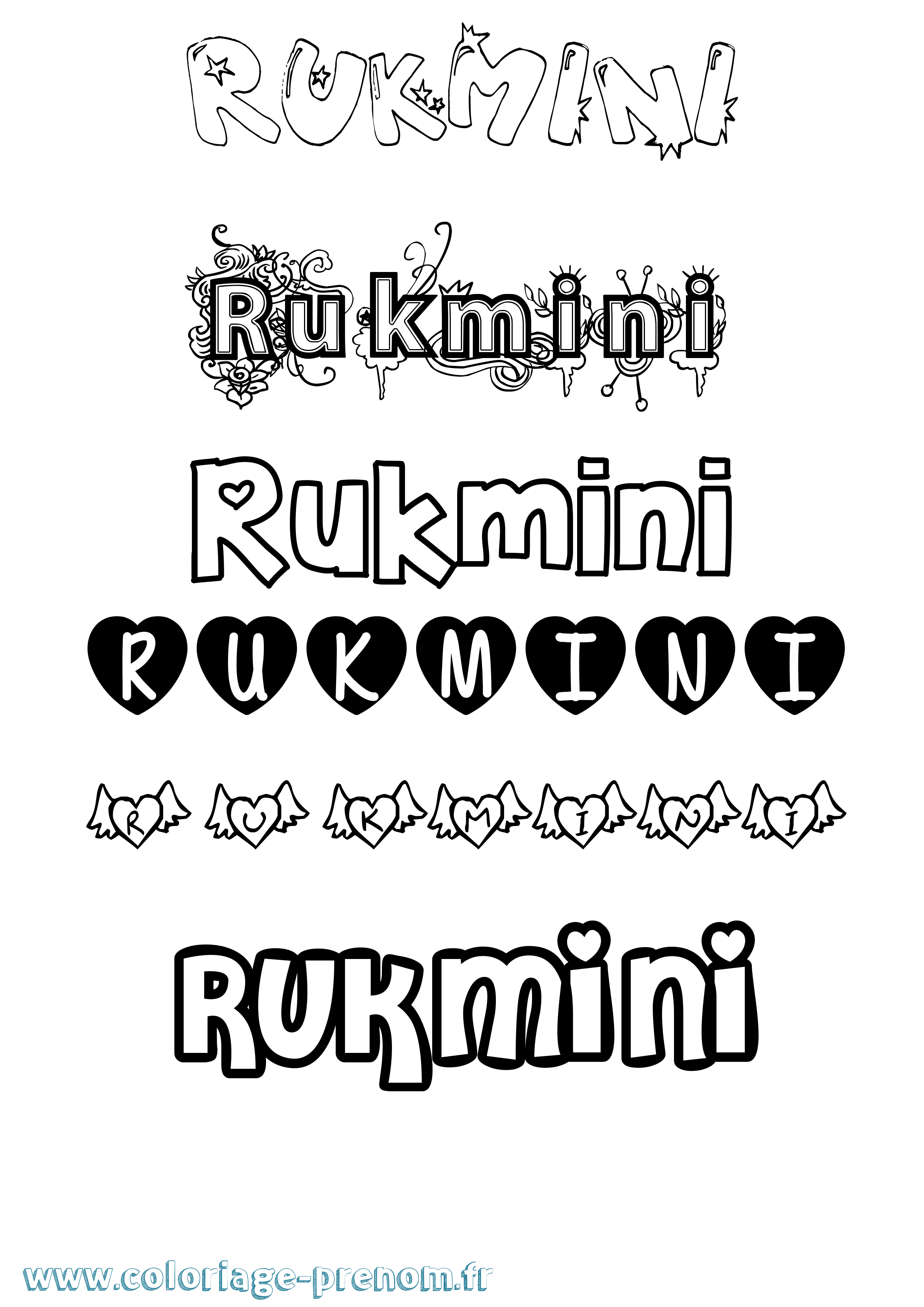 Coloriage Rukmini Girly Coloriage prénom Rukmini Girly
