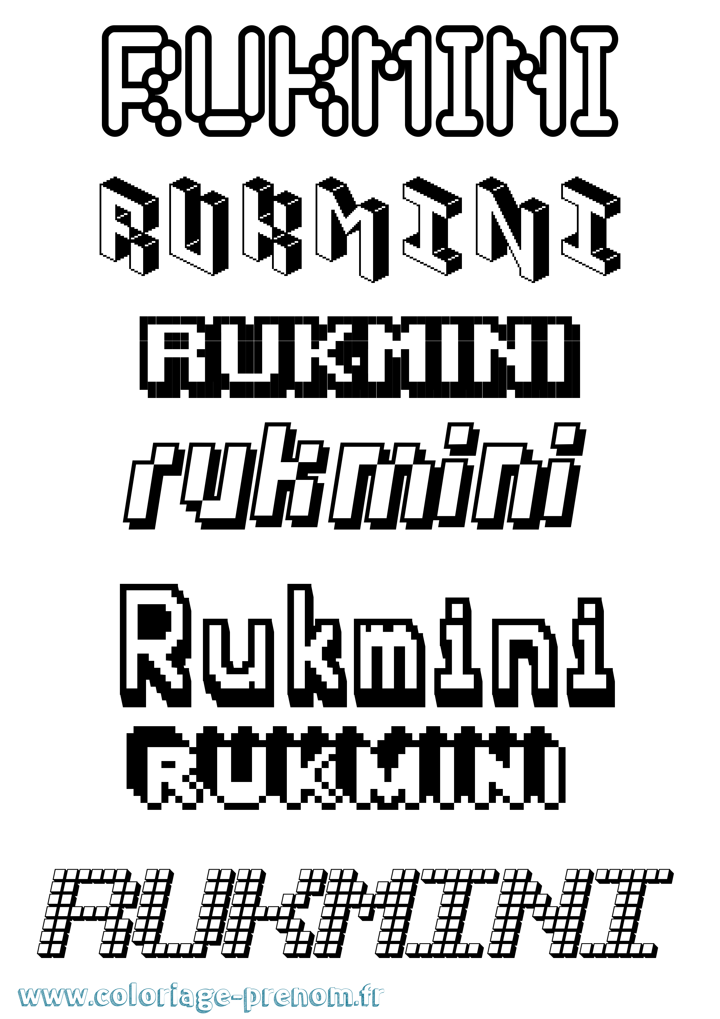 Coloriage Rukmini Pixel Coloriage prénom Rukmini Pixel