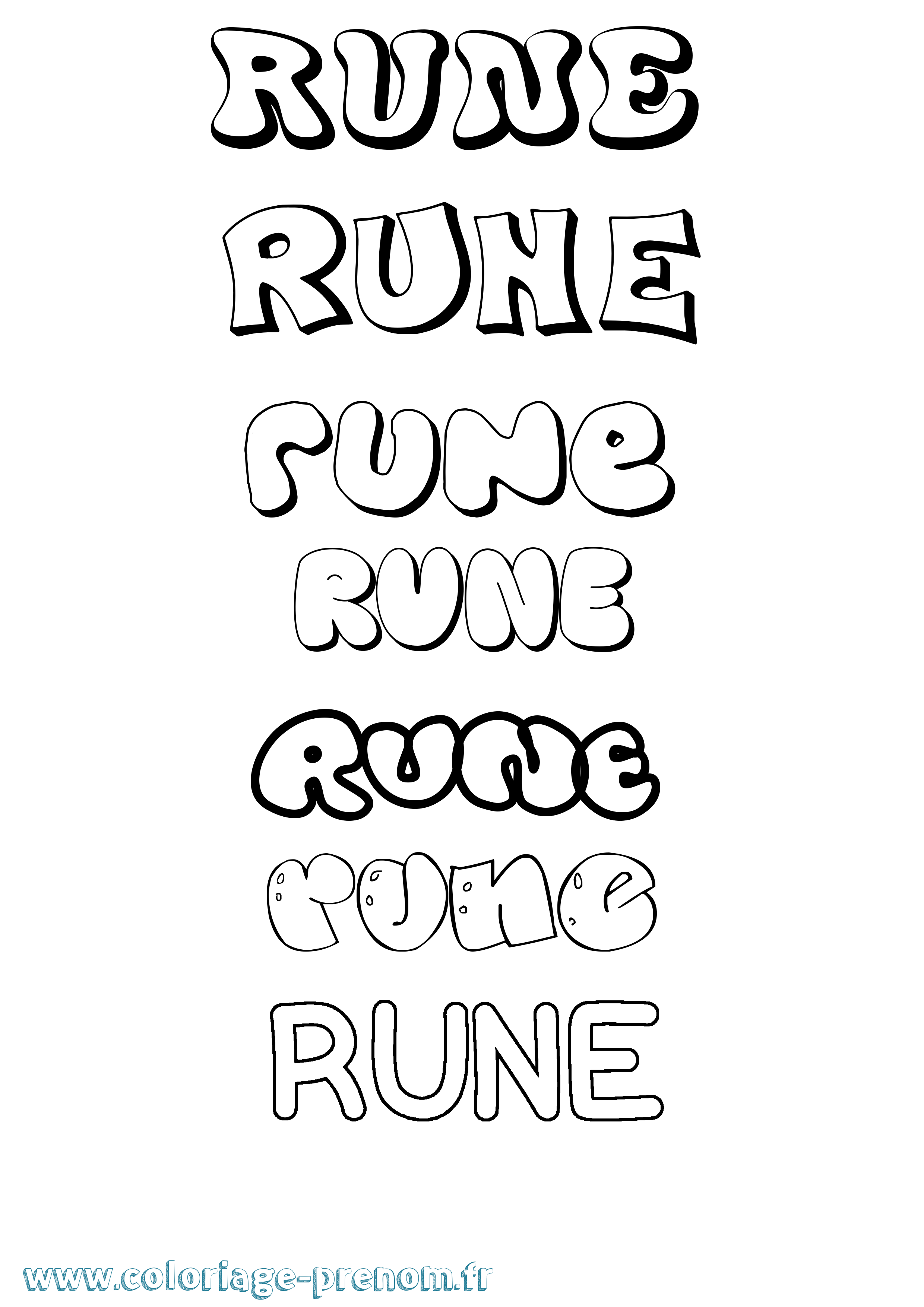 Coloriage Rune Bubble Coloriage prénom Rune Bubble