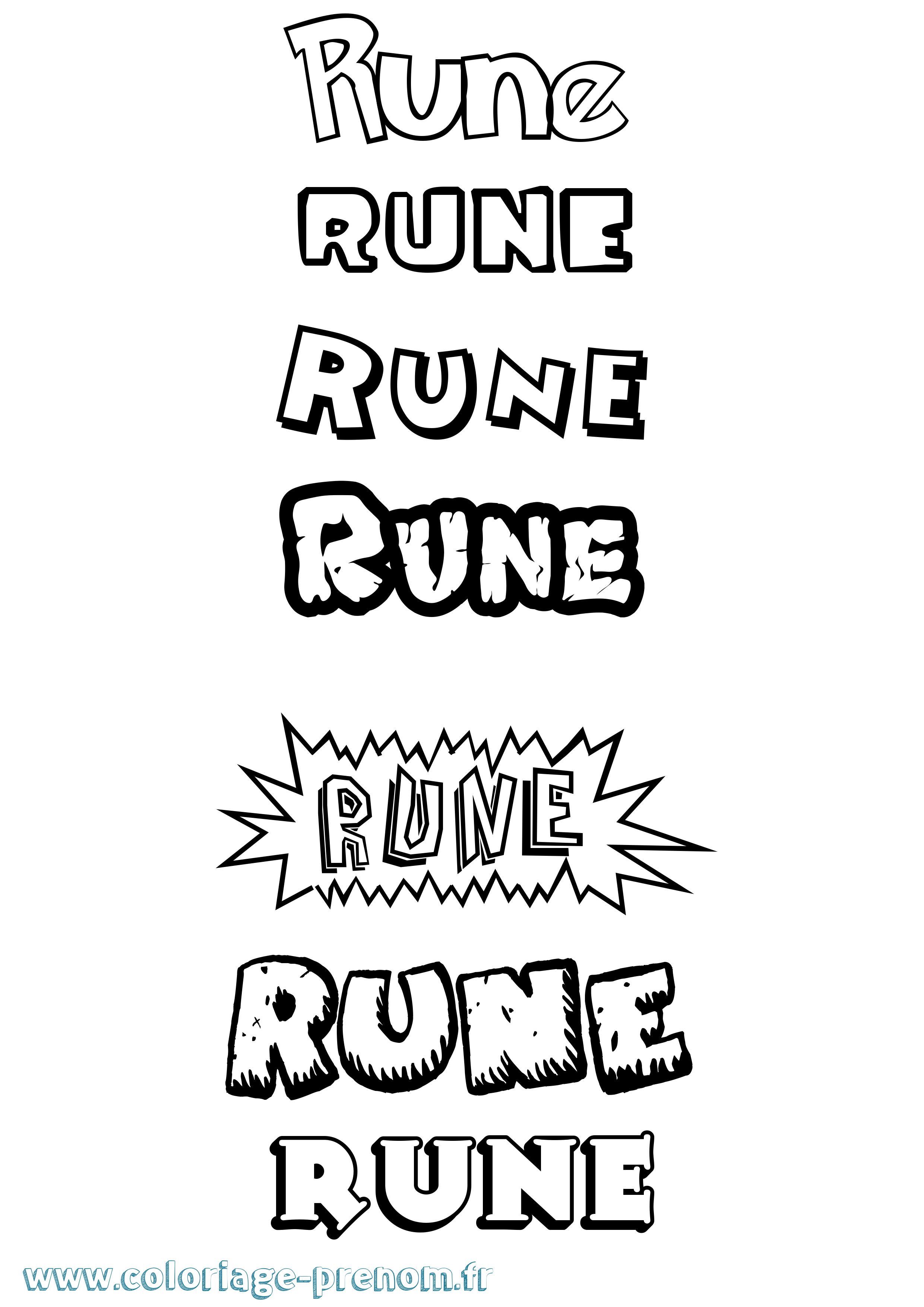 Coloriage Rune Dessin Animé Coloriage prénom Rune Dessin Animé