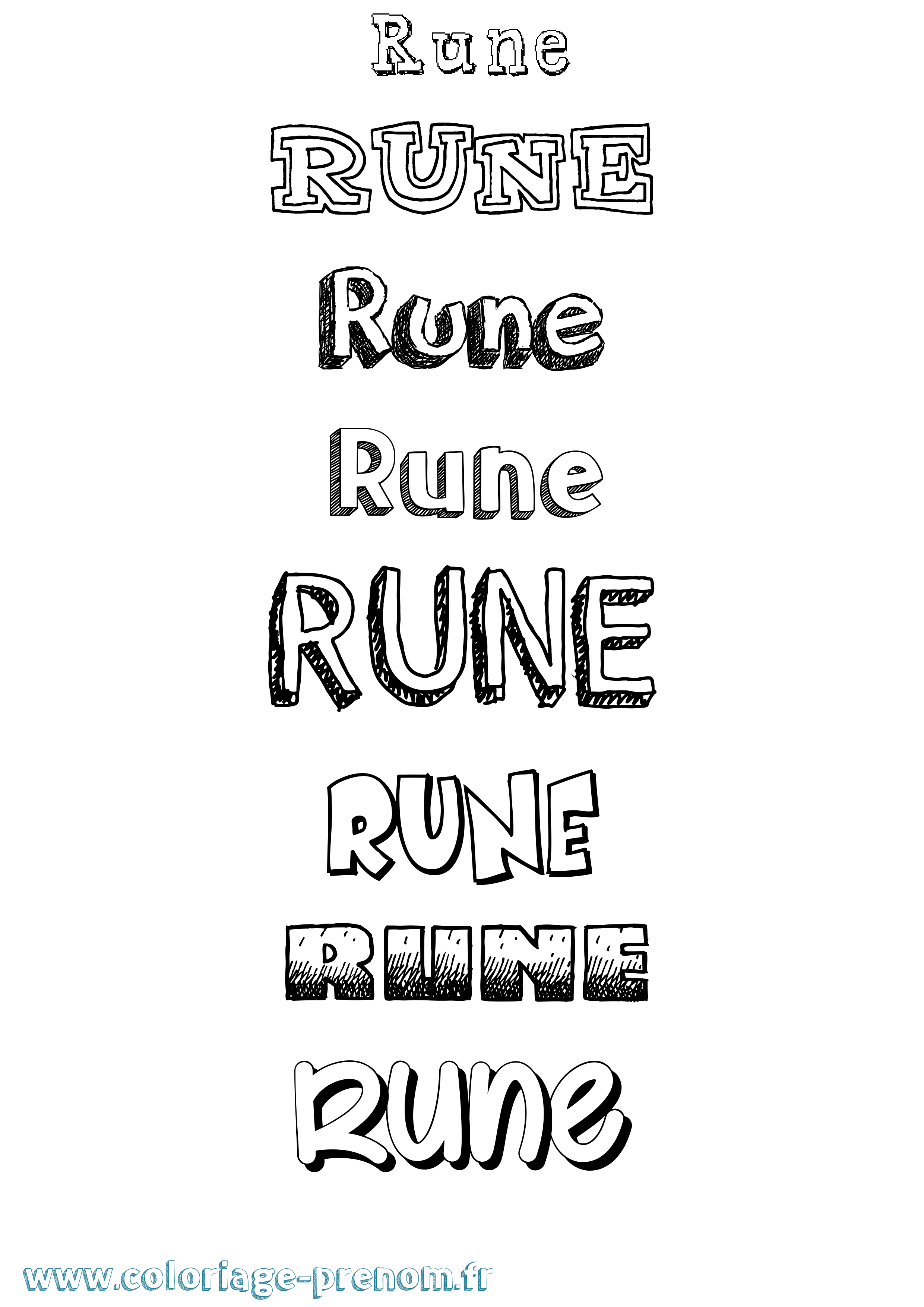 Coloriage Rune Dessiné Coloriage prénom Rune Dessiné