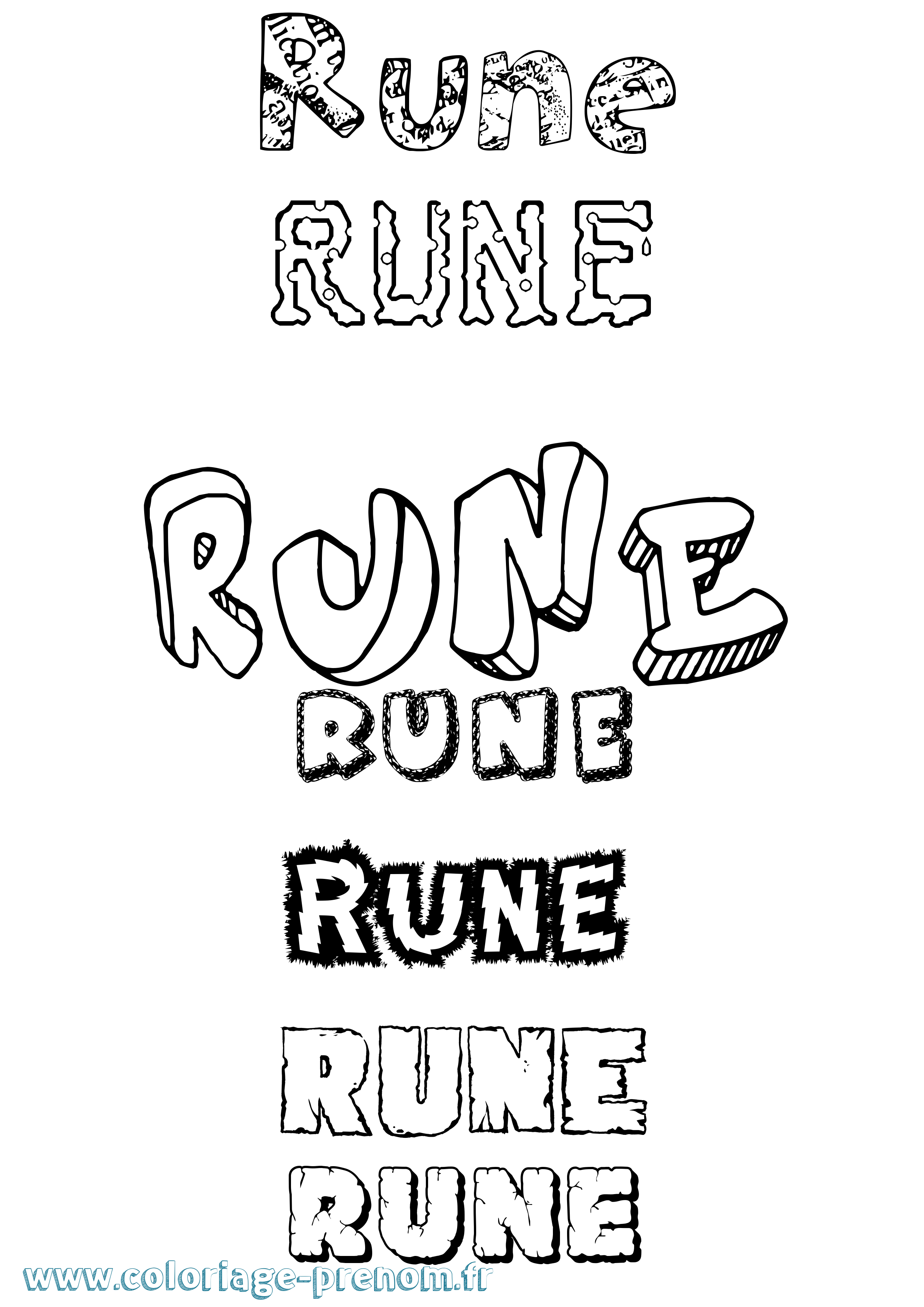 Coloriage Rune Destructuré Coloriage prénom Rune Destructuré