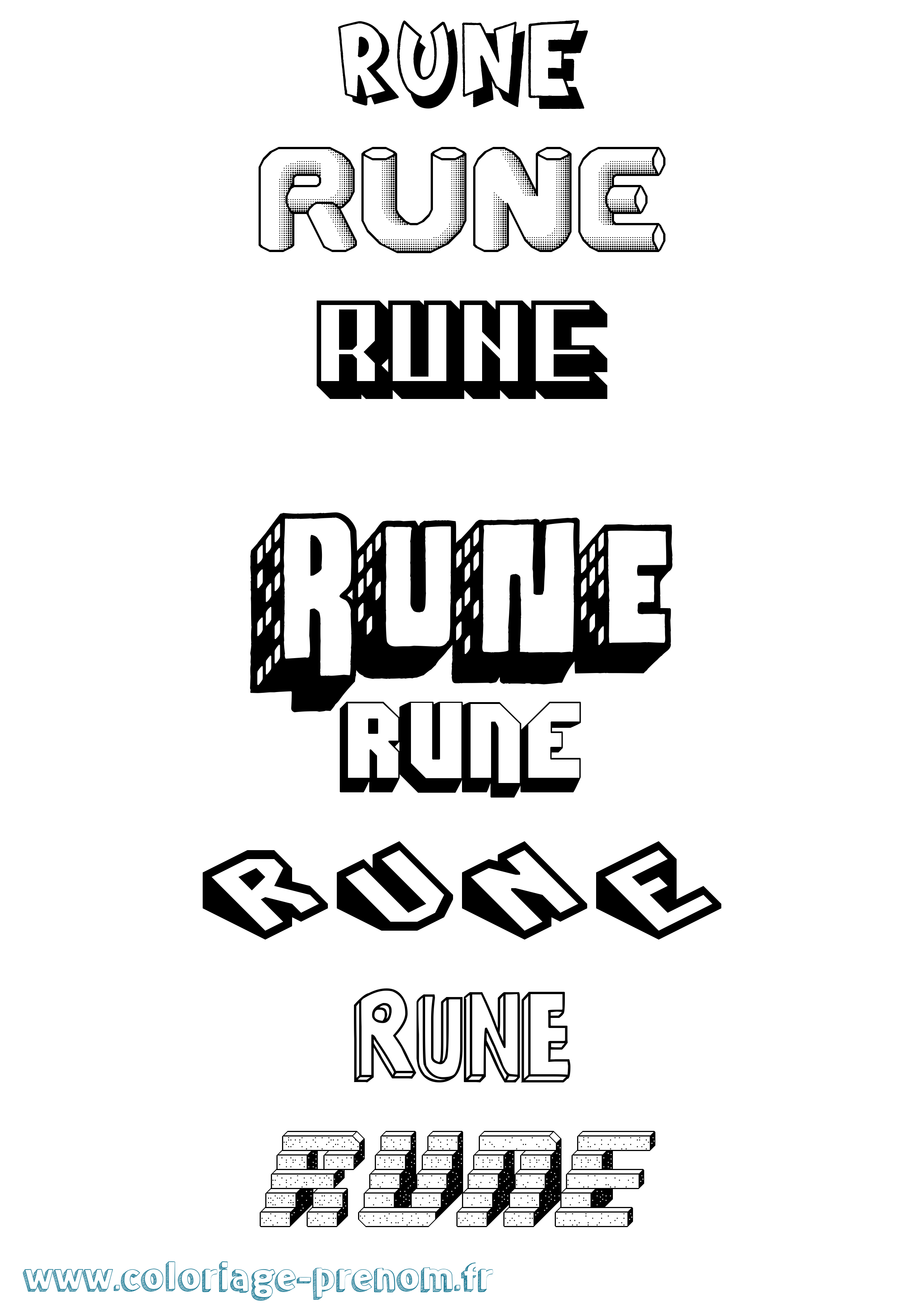 Coloriage Rune Effet 3D Coloriage prénom Rune Effet 3D
