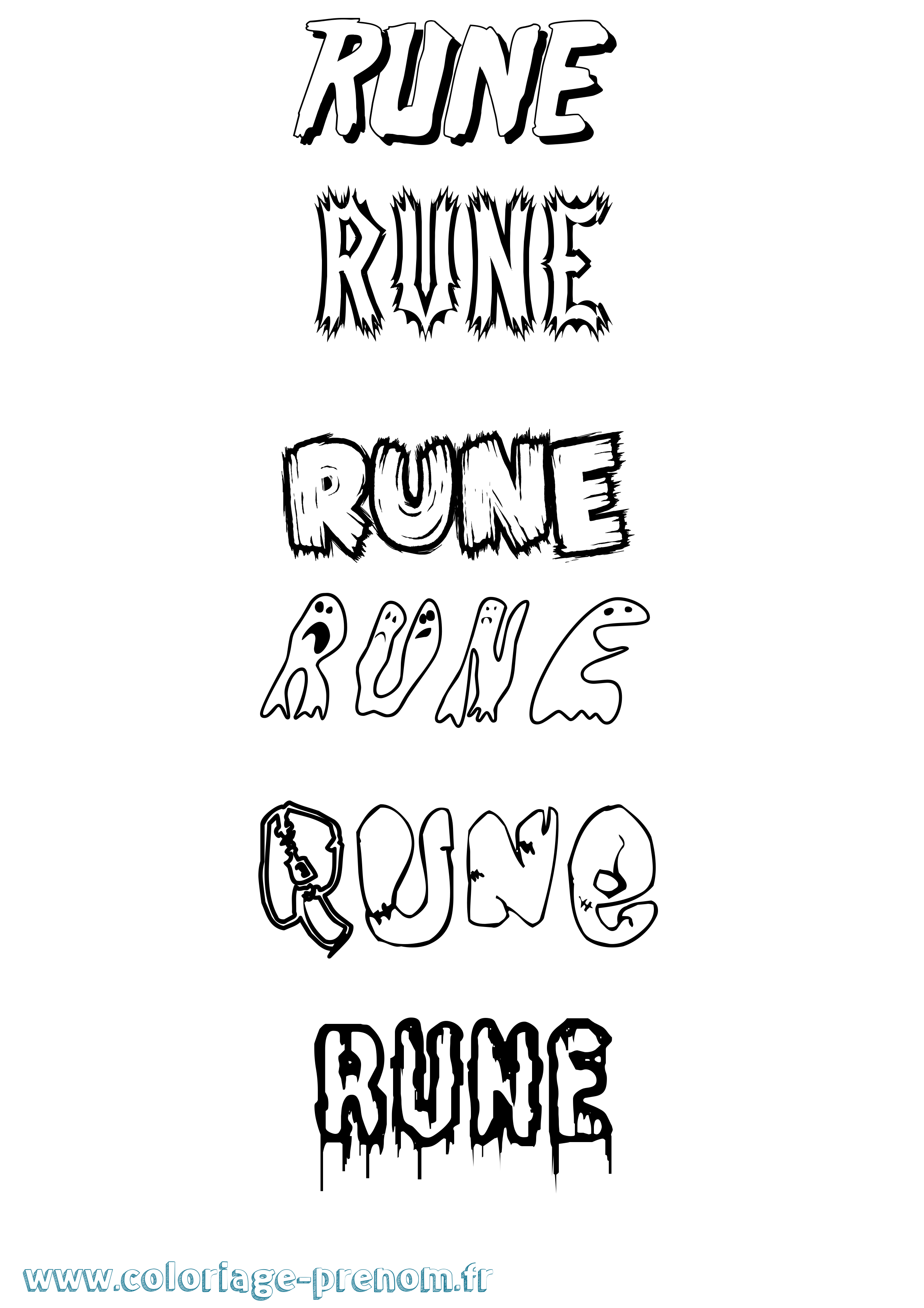 Coloriage Rune Frisson Coloriage prénom Rune Frisson