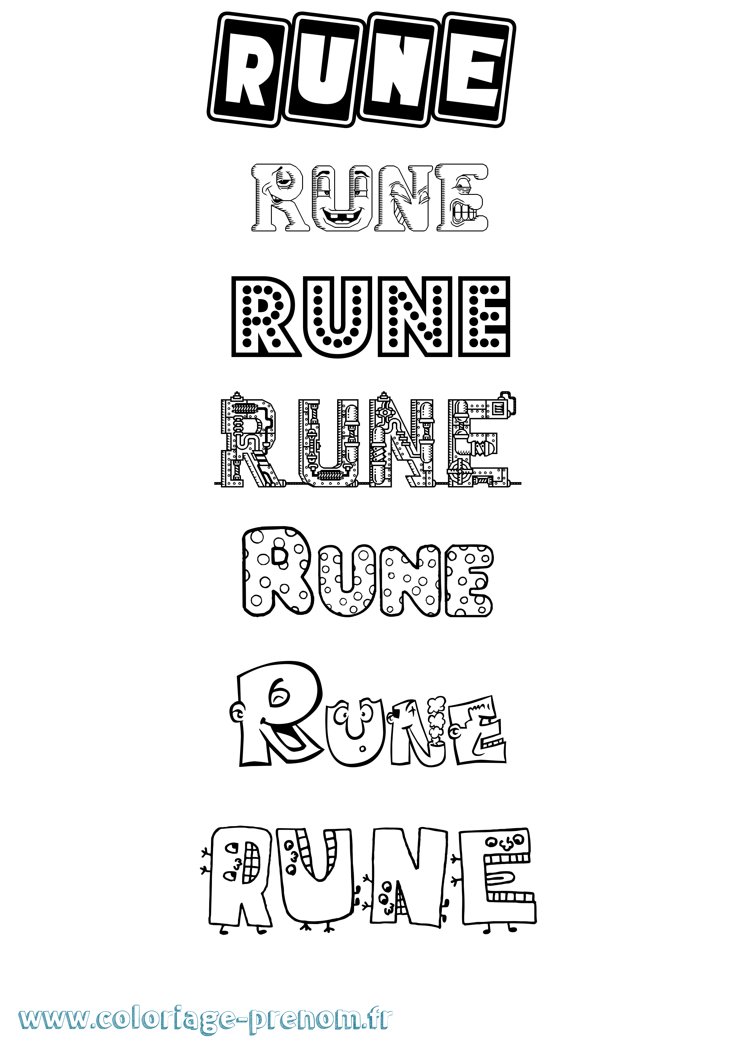 Coloriage Rune Fun Coloriage prénom Rune Fun