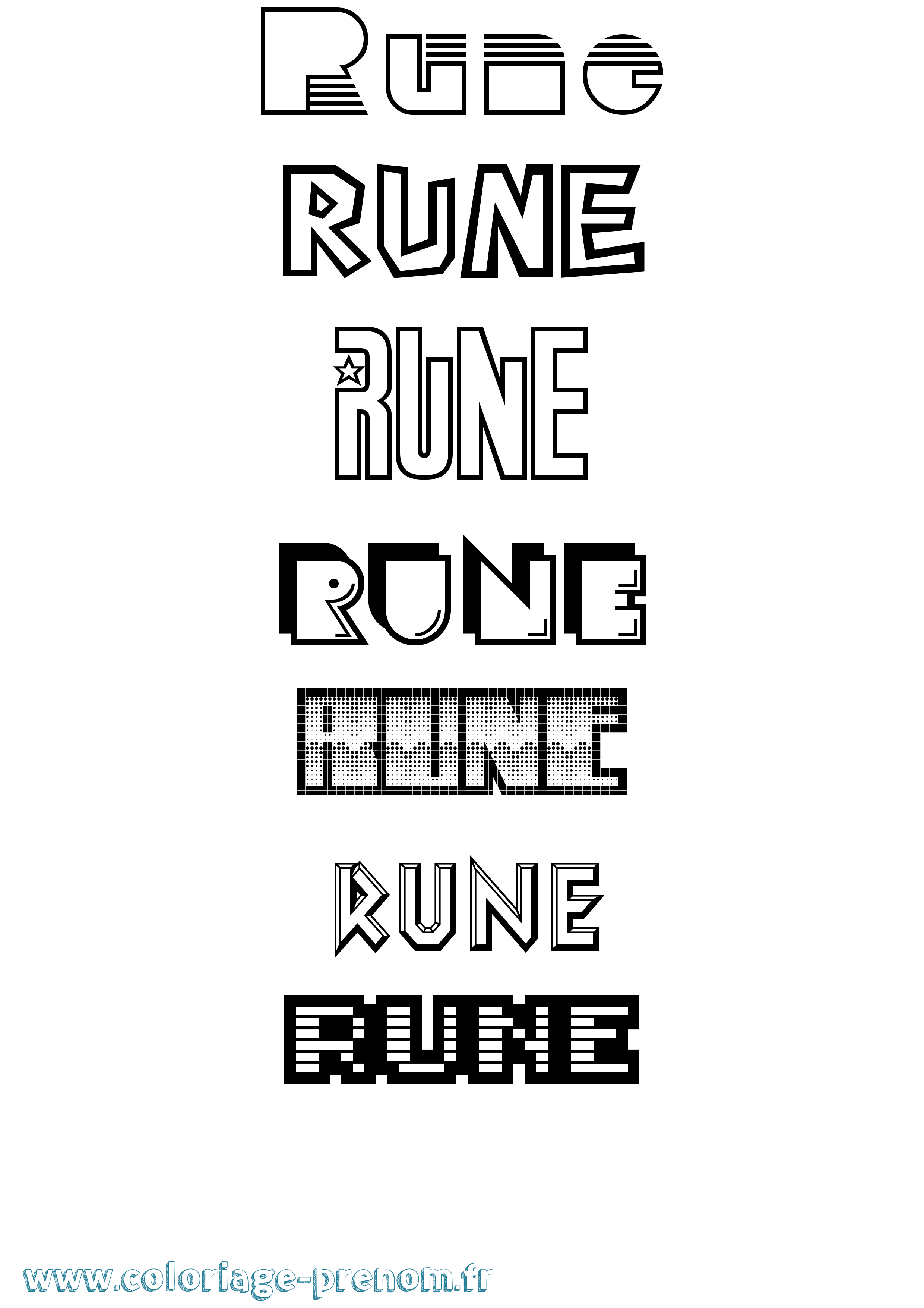 Coloriage Rune Jeux Vidéos Coloriage prénom Rune Jeux Vidéos