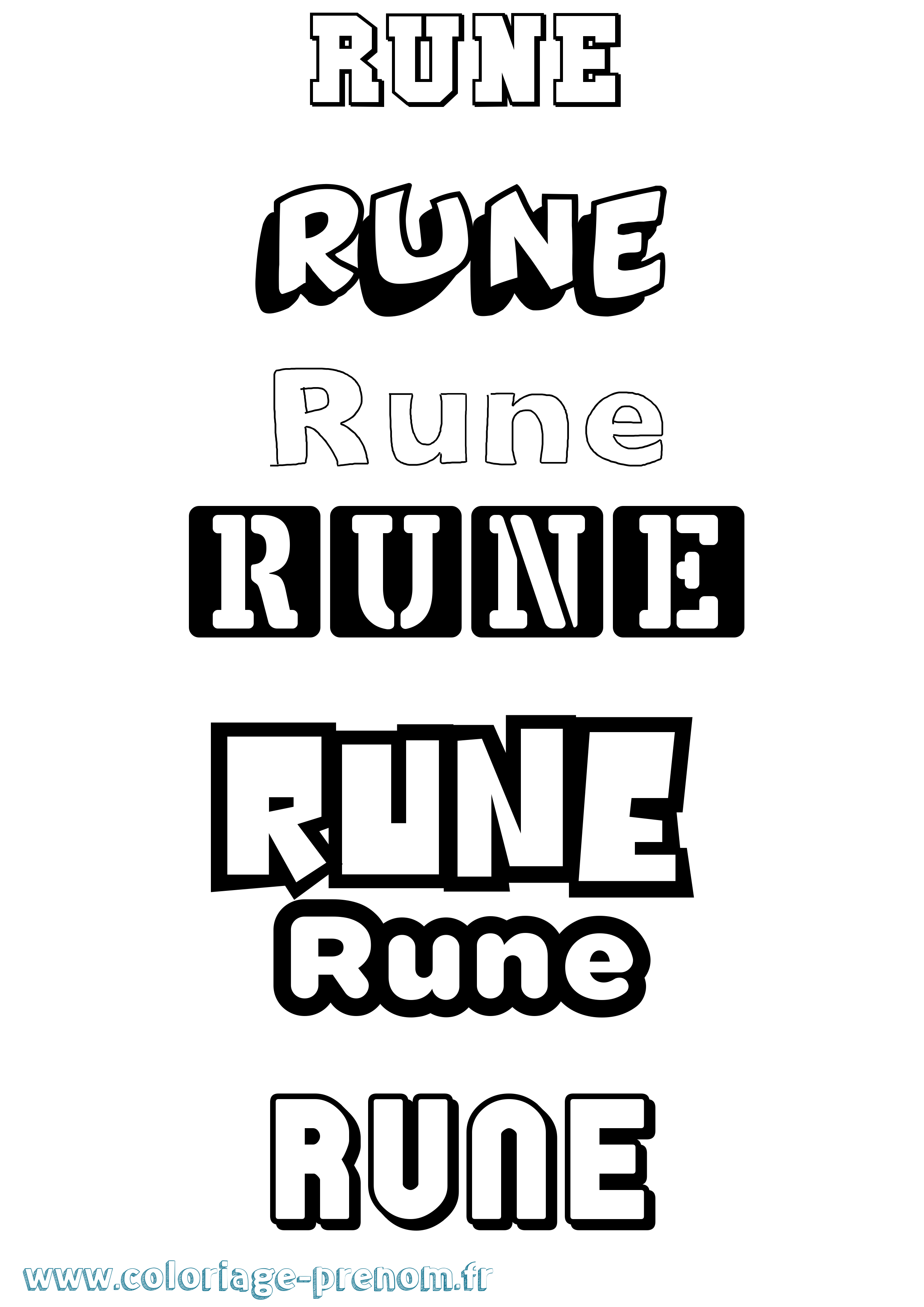Coloriage Rune Simple Coloriage prénom Rune Simple