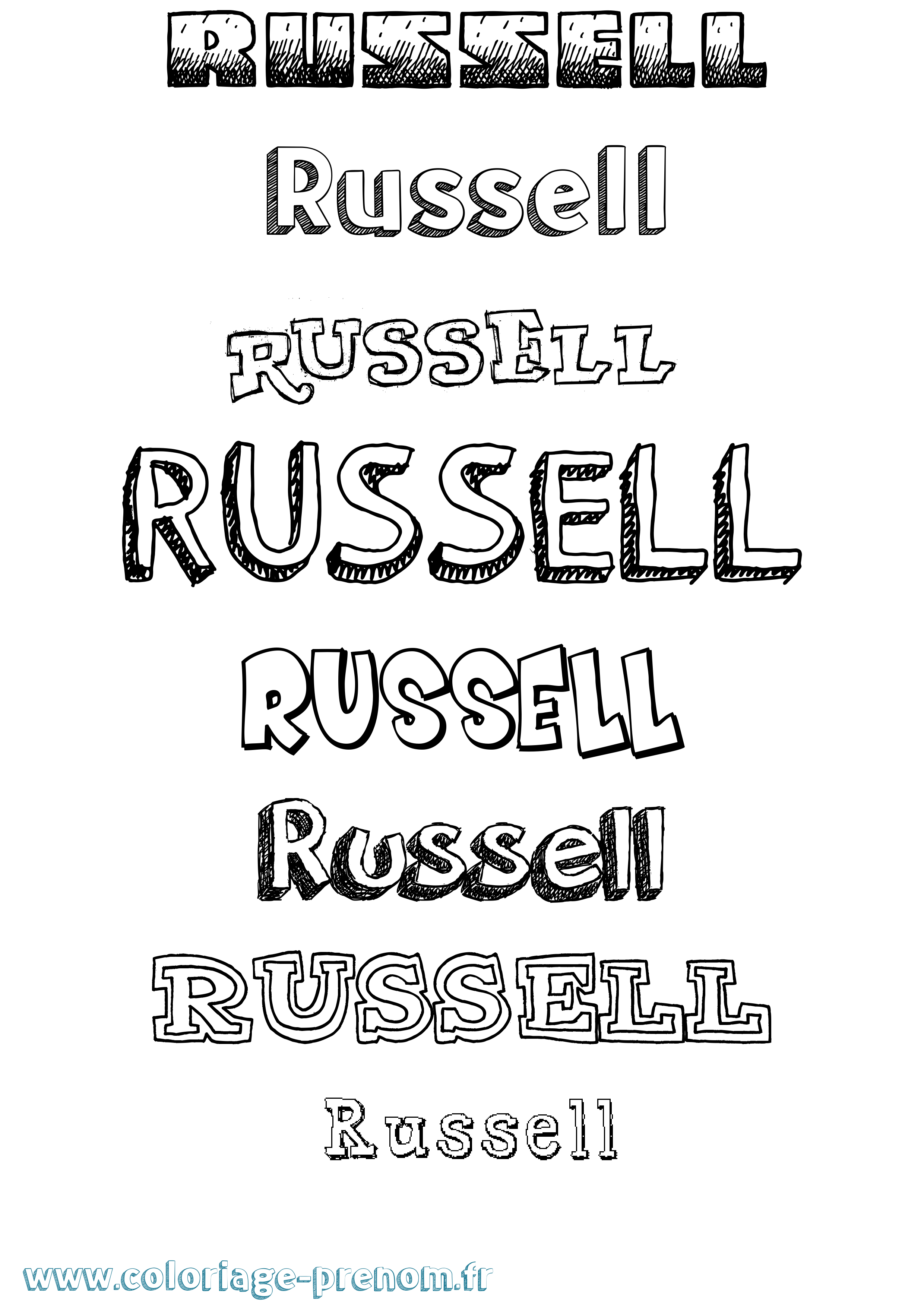 Coloriage Russell Dessiné Coloriage prénom Russell Dessiné