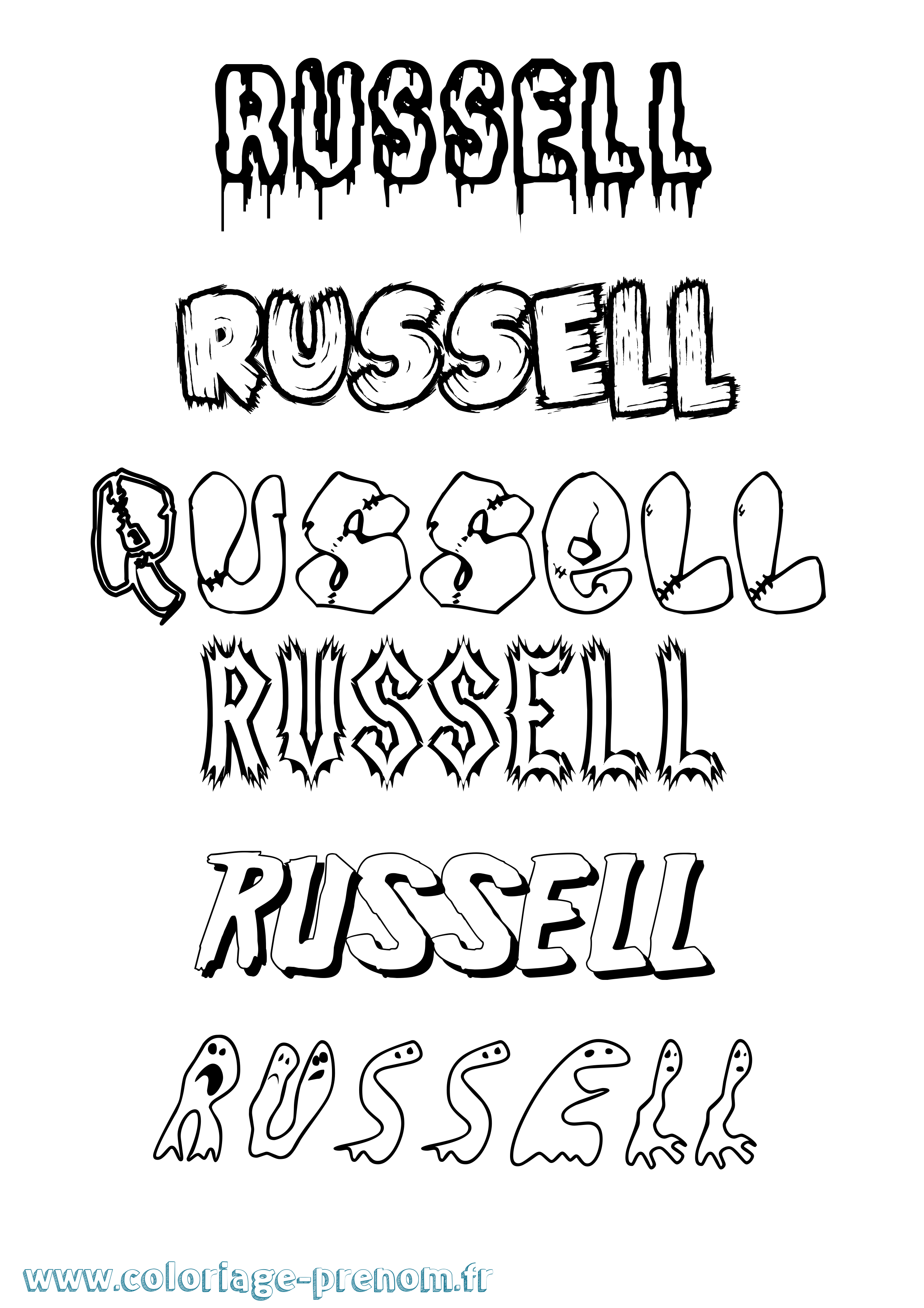 Coloriage Russell Frisson Coloriage prénom Russell Frisson