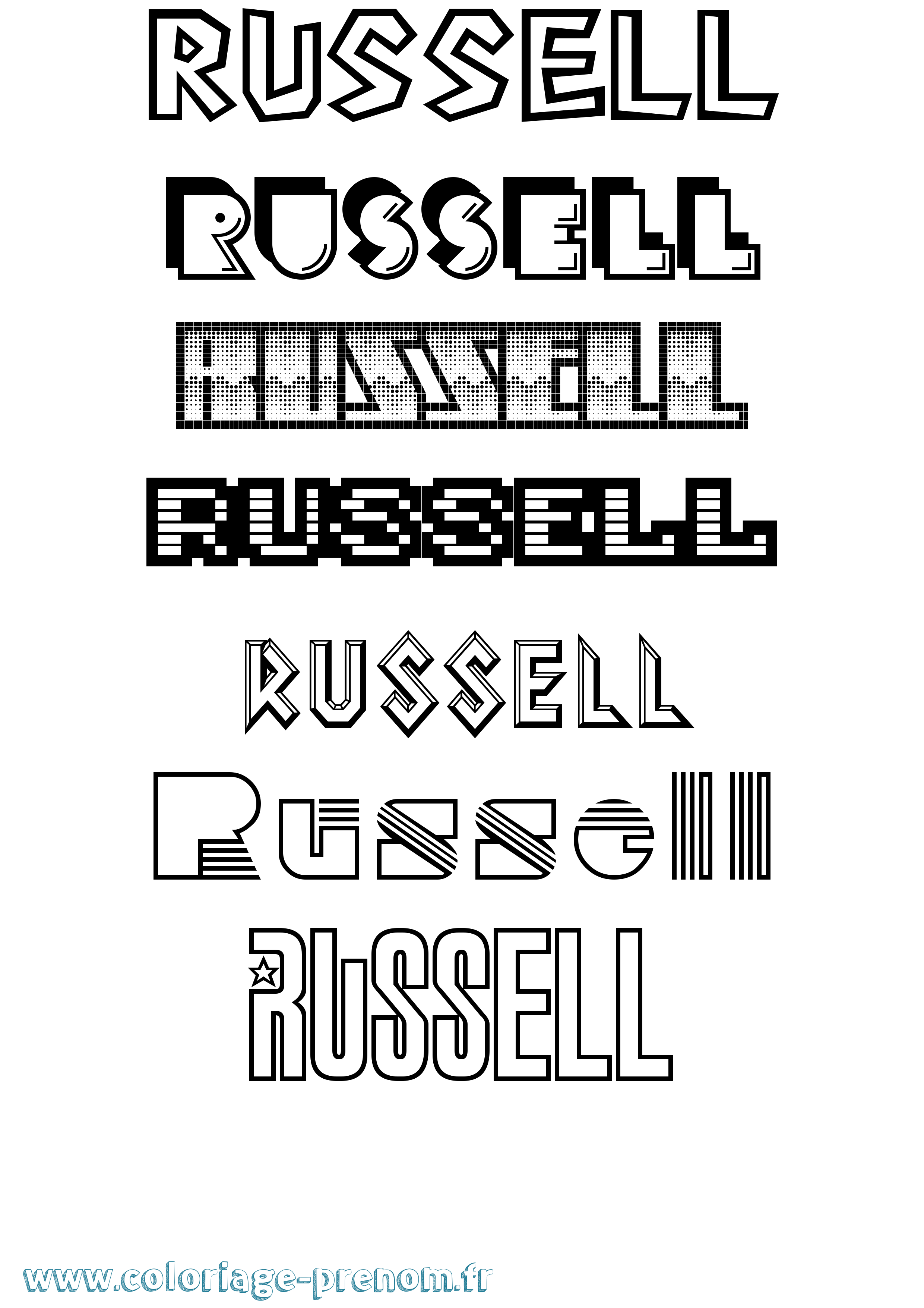 Coloriage Russell Jeux Vidéos Coloriage prénom Russell Jeux Vidéos