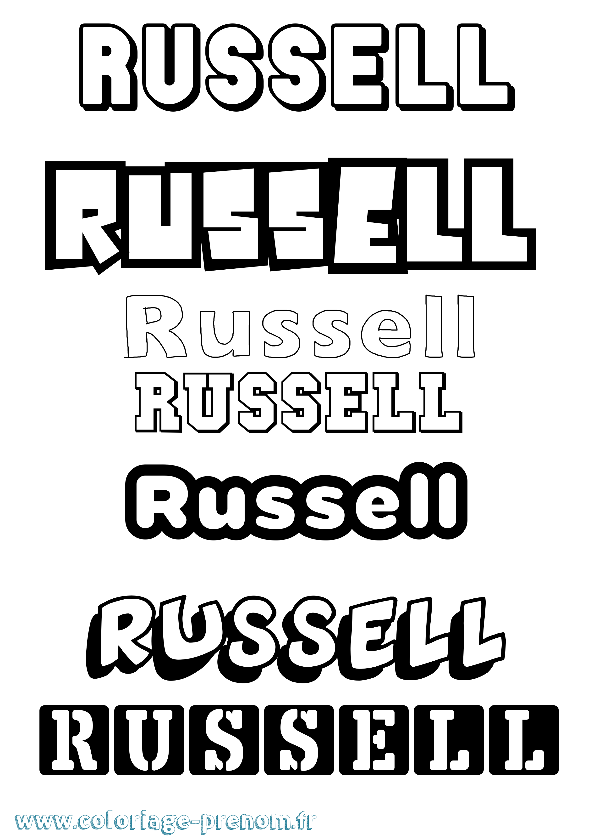 Coloriage Russell Simple Coloriage prénom Russell Simple