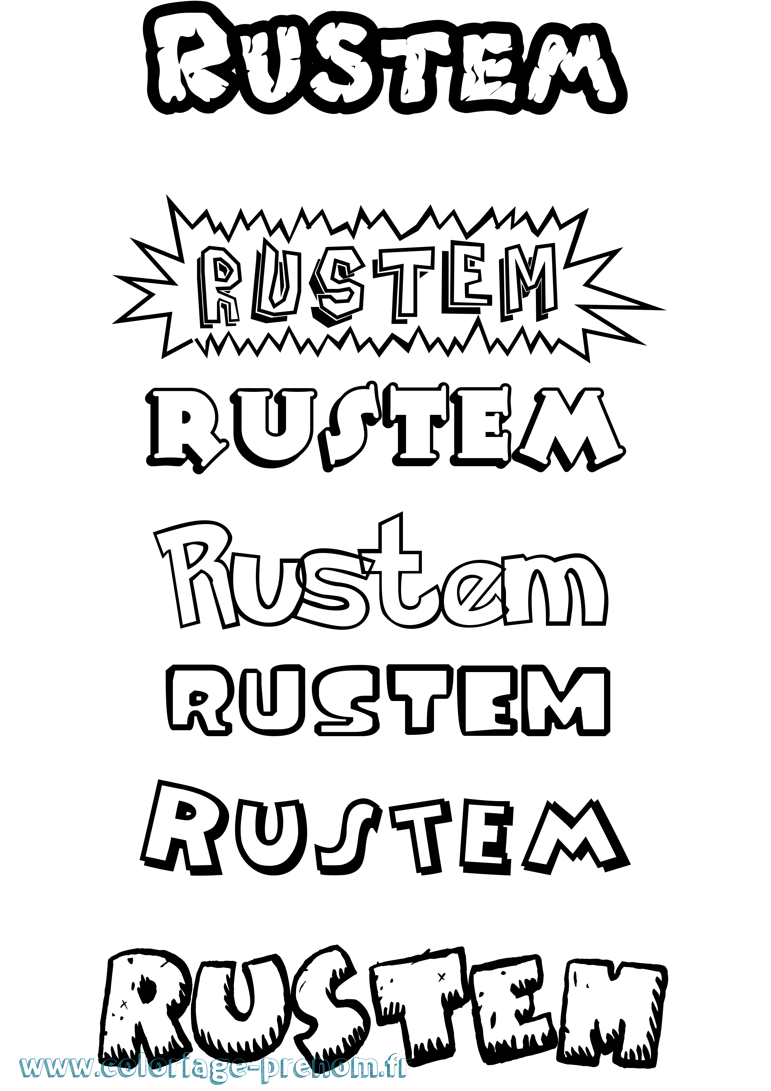 Coloriage Rustem Dessin Animé Coloriage prénom Rustem Dessin Animé