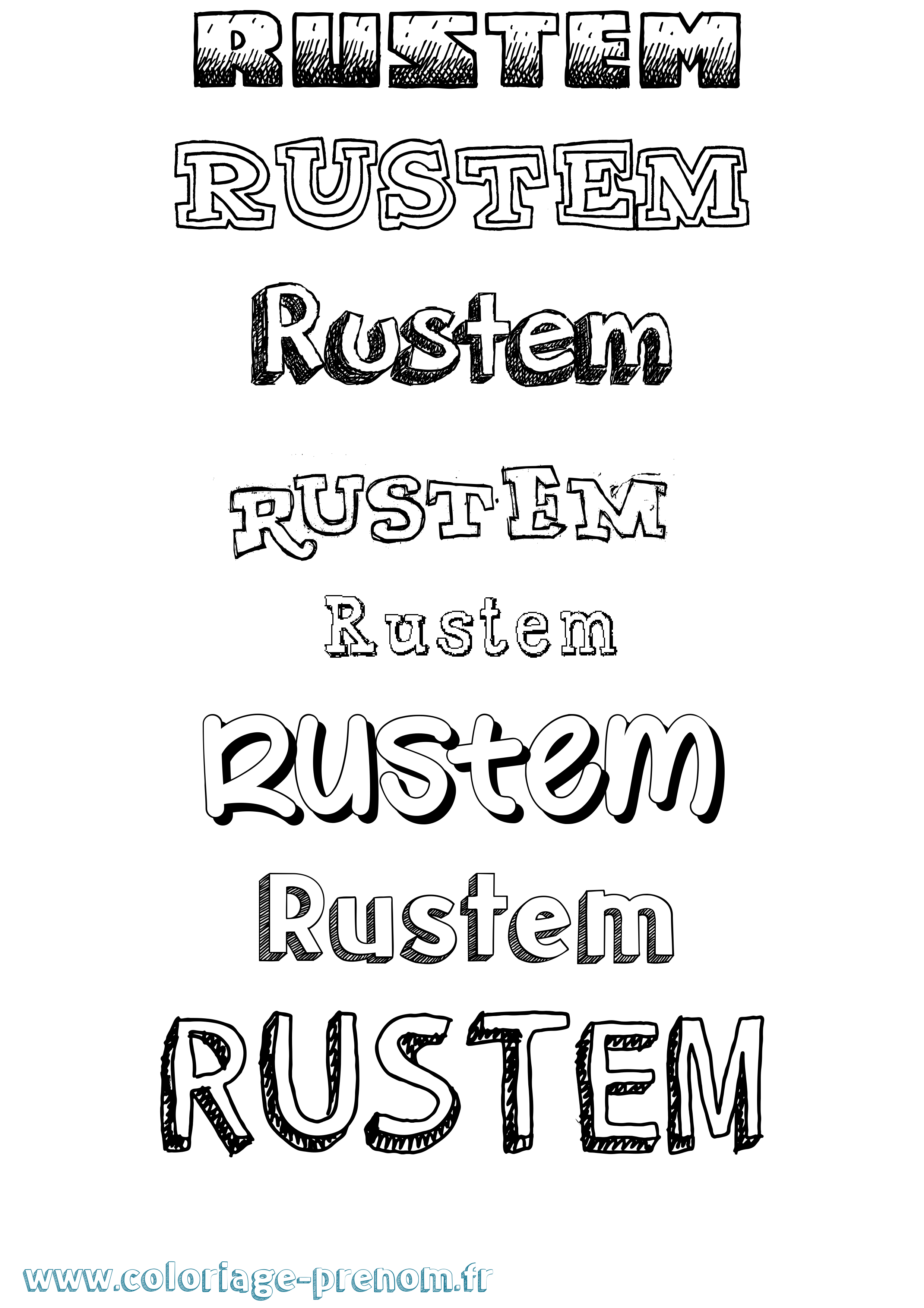 Coloriage Rustem Dessiné Coloriage prénom Rustem Dessiné