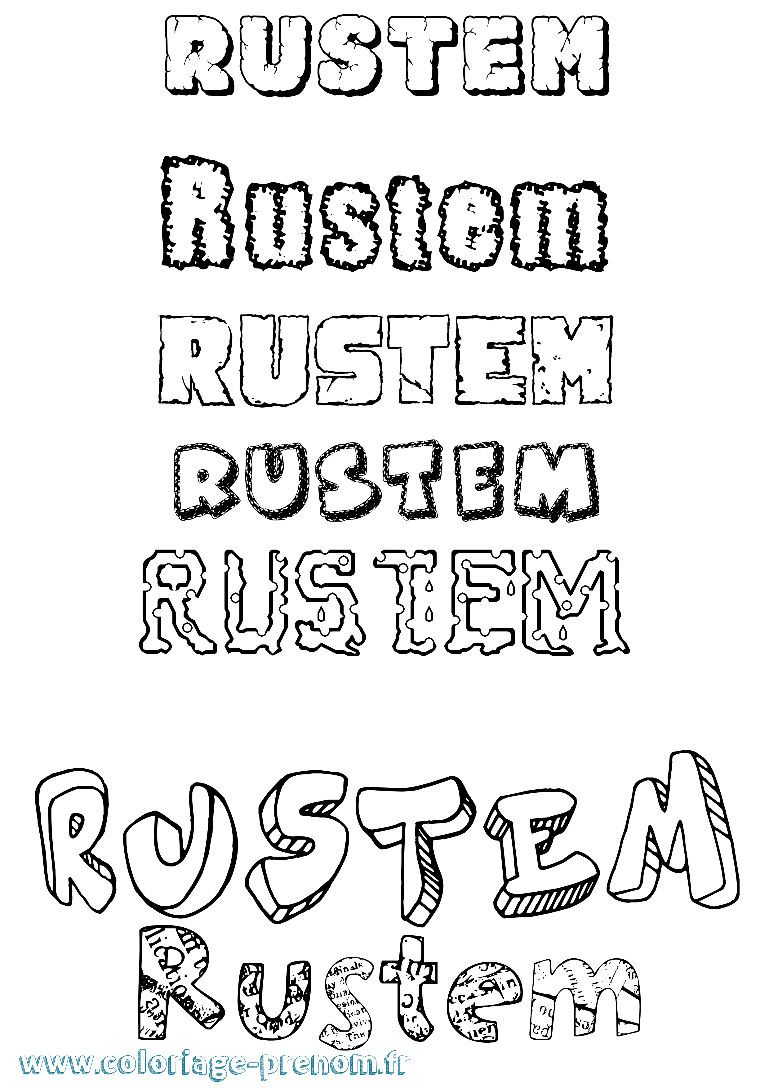 Coloriage Rustem Destructuré Coloriage prénom Rustem Destructuré