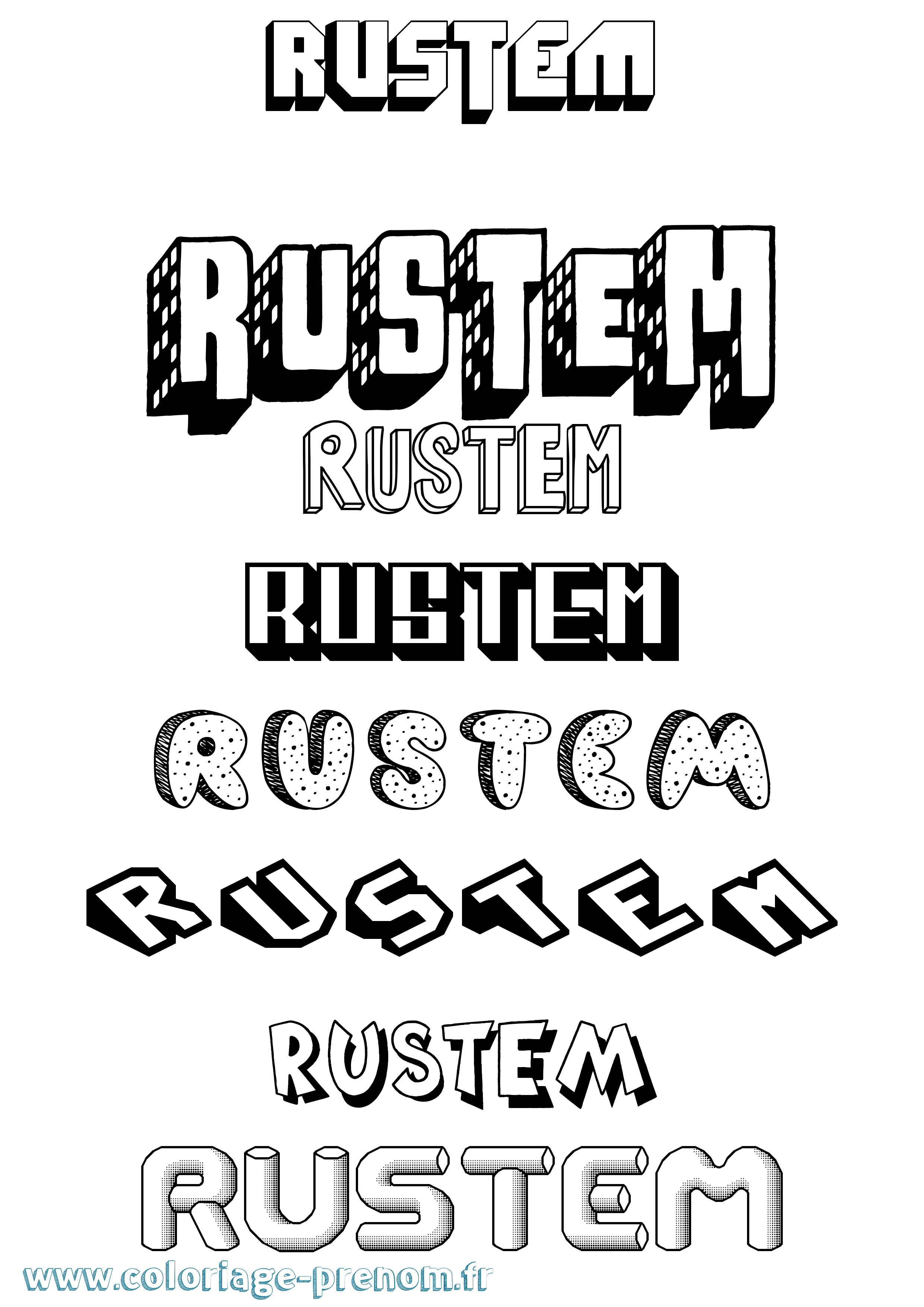 Coloriage Rustem Effet 3D Coloriage prénom Rustem Effet 3D