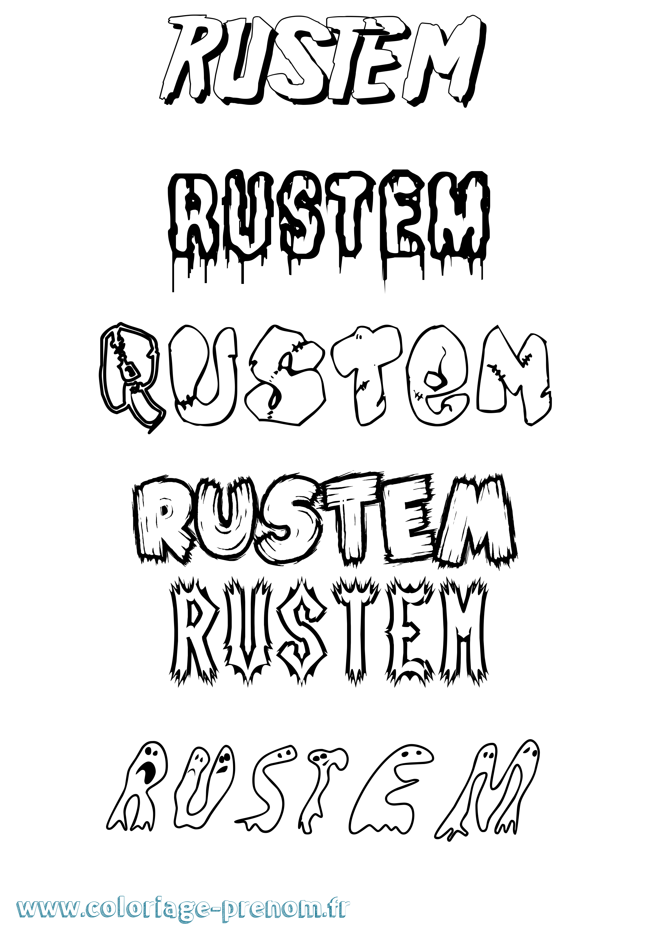 Coloriage Rustem Frisson Coloriage prénom Rustem Frisson