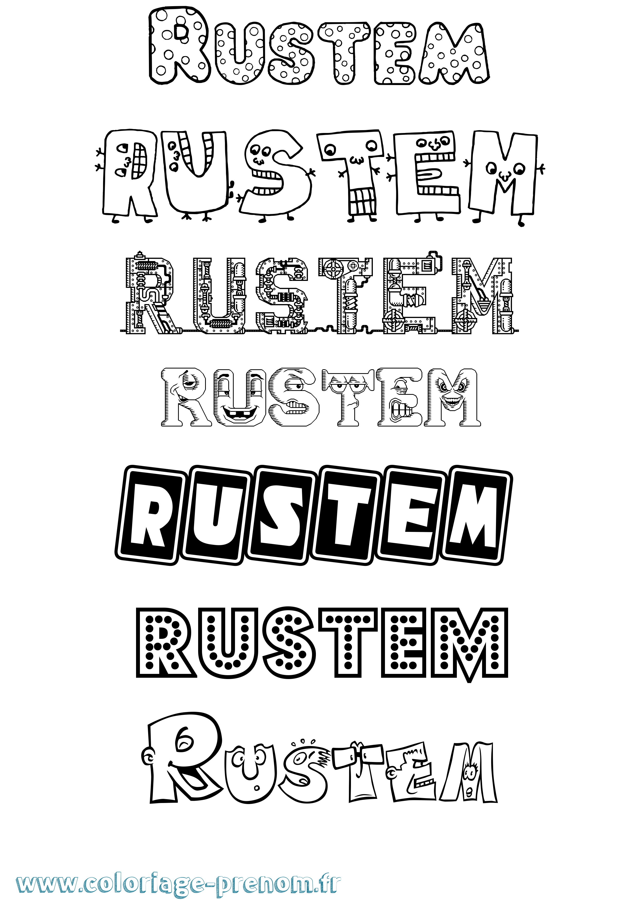 Coloriage Rustem Fun Coloriage prénom Rustem Fun