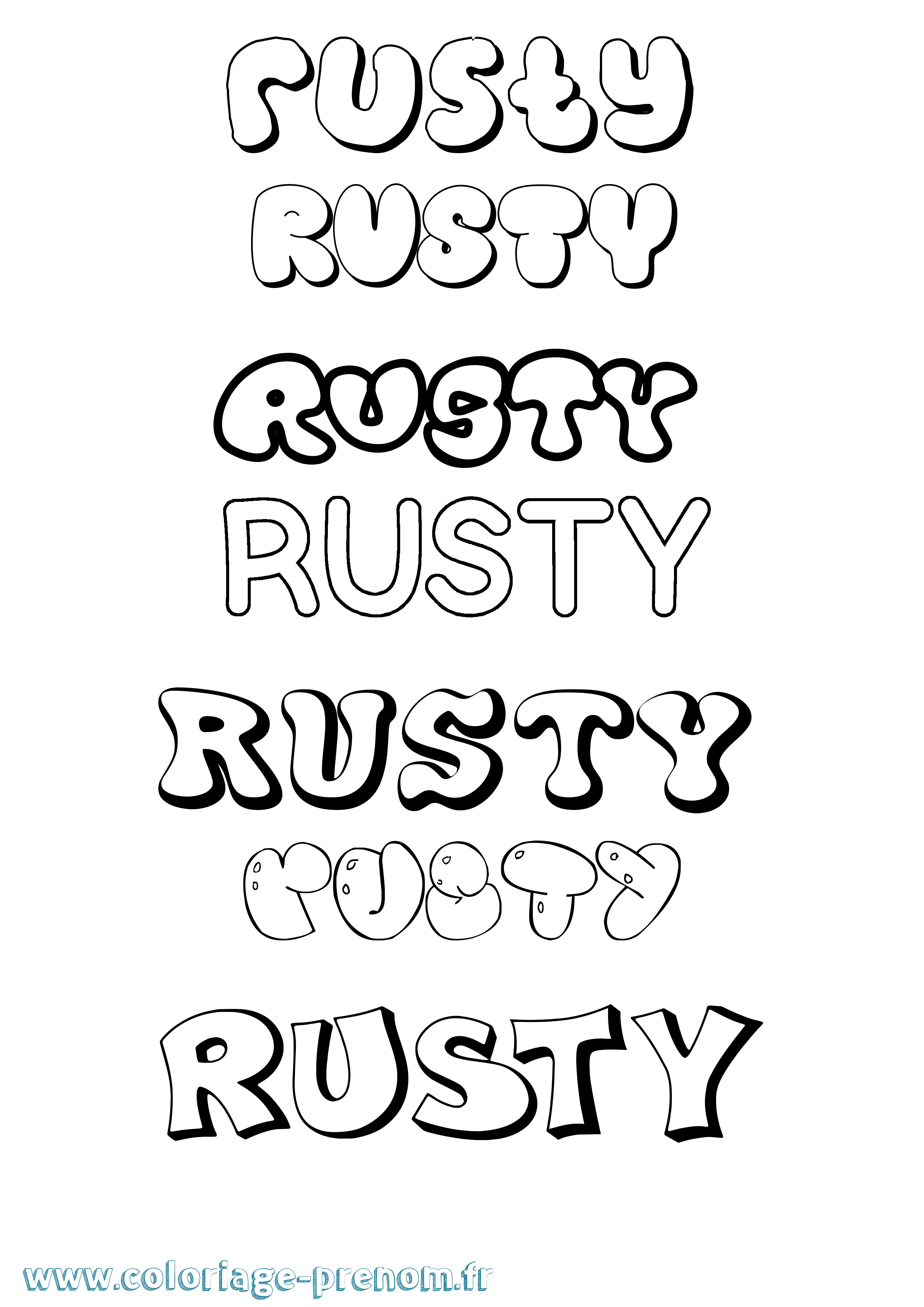 Coloriage Rusty Bubble Coloriage prénom Rusty Bubble