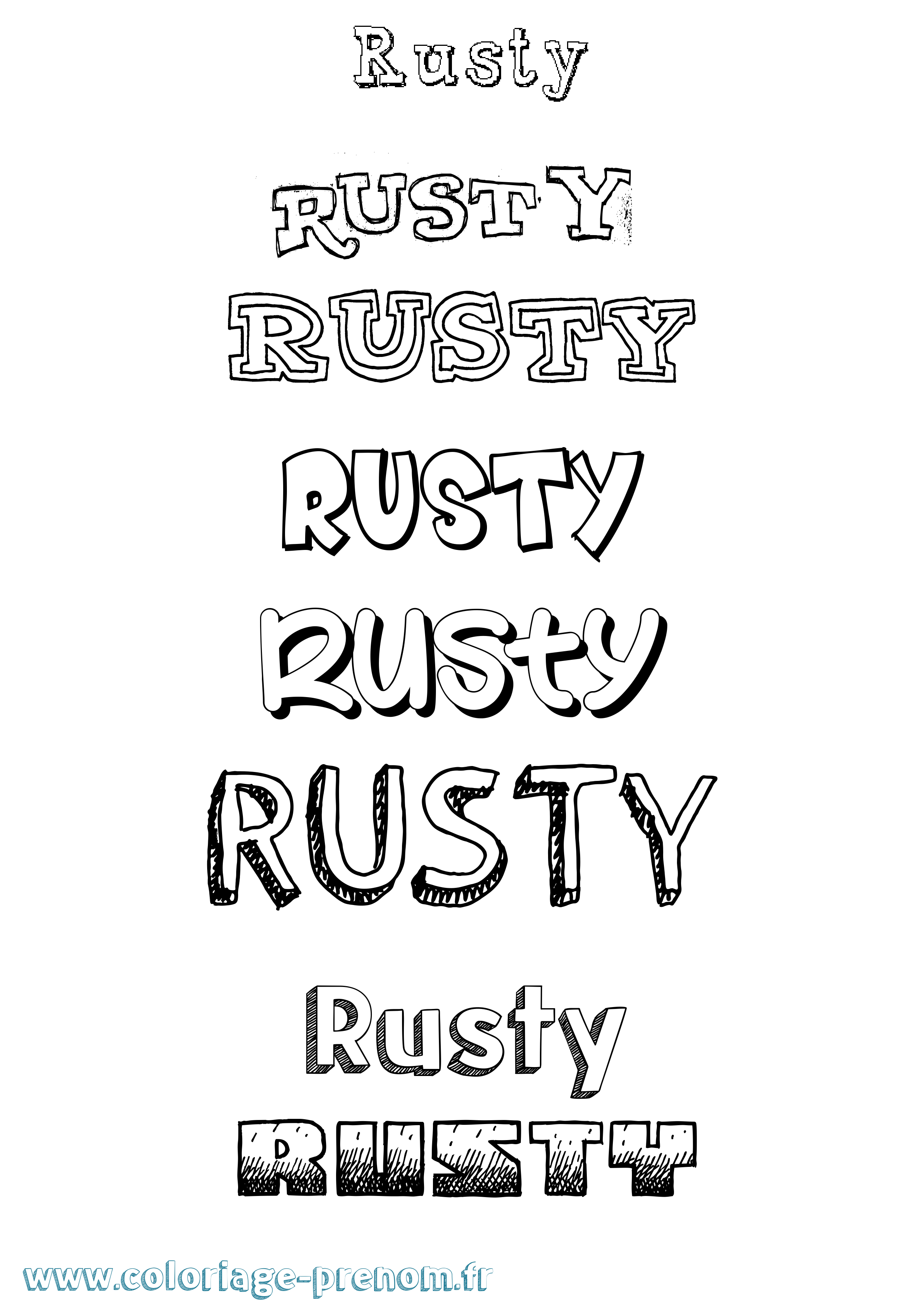 Coloriage Rusty Dessiné Coloriage prénom Rusty Dessiné