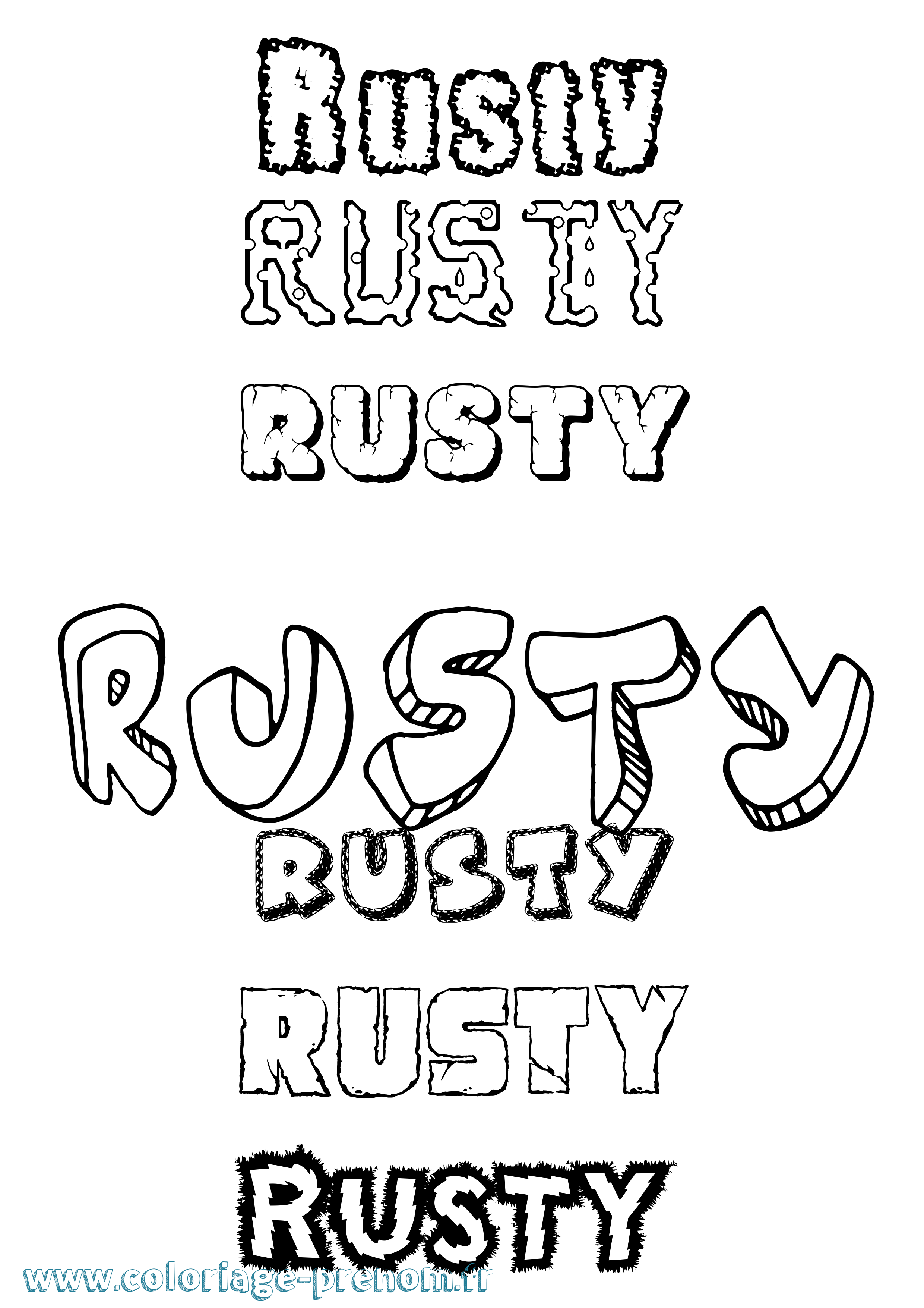 Coloriage Rusty Destructuré Coloriage prénom Rusty Destructuré