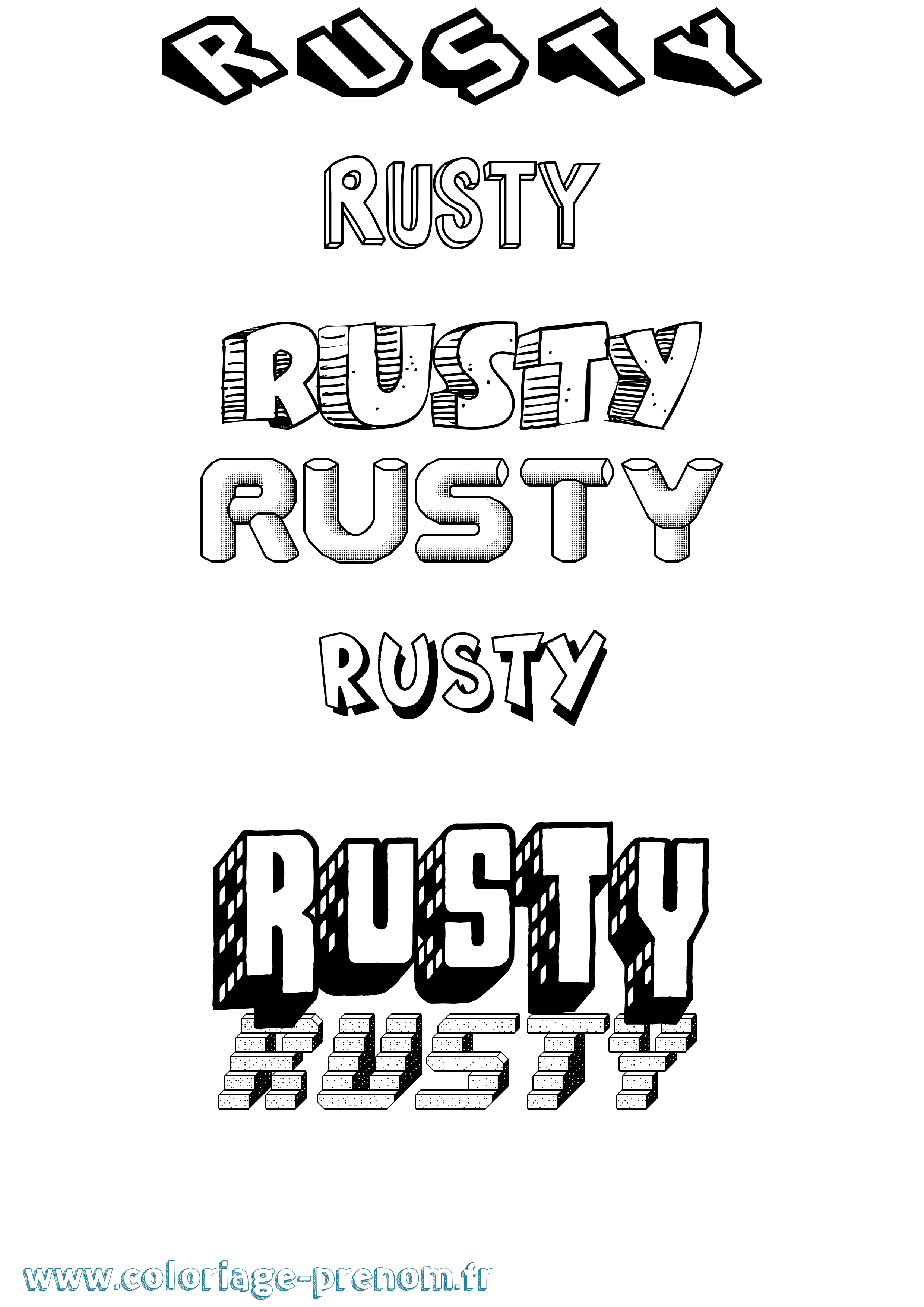 Coloriage Rusty Effet 3D Coloriage prénom Rusty Effet 3D