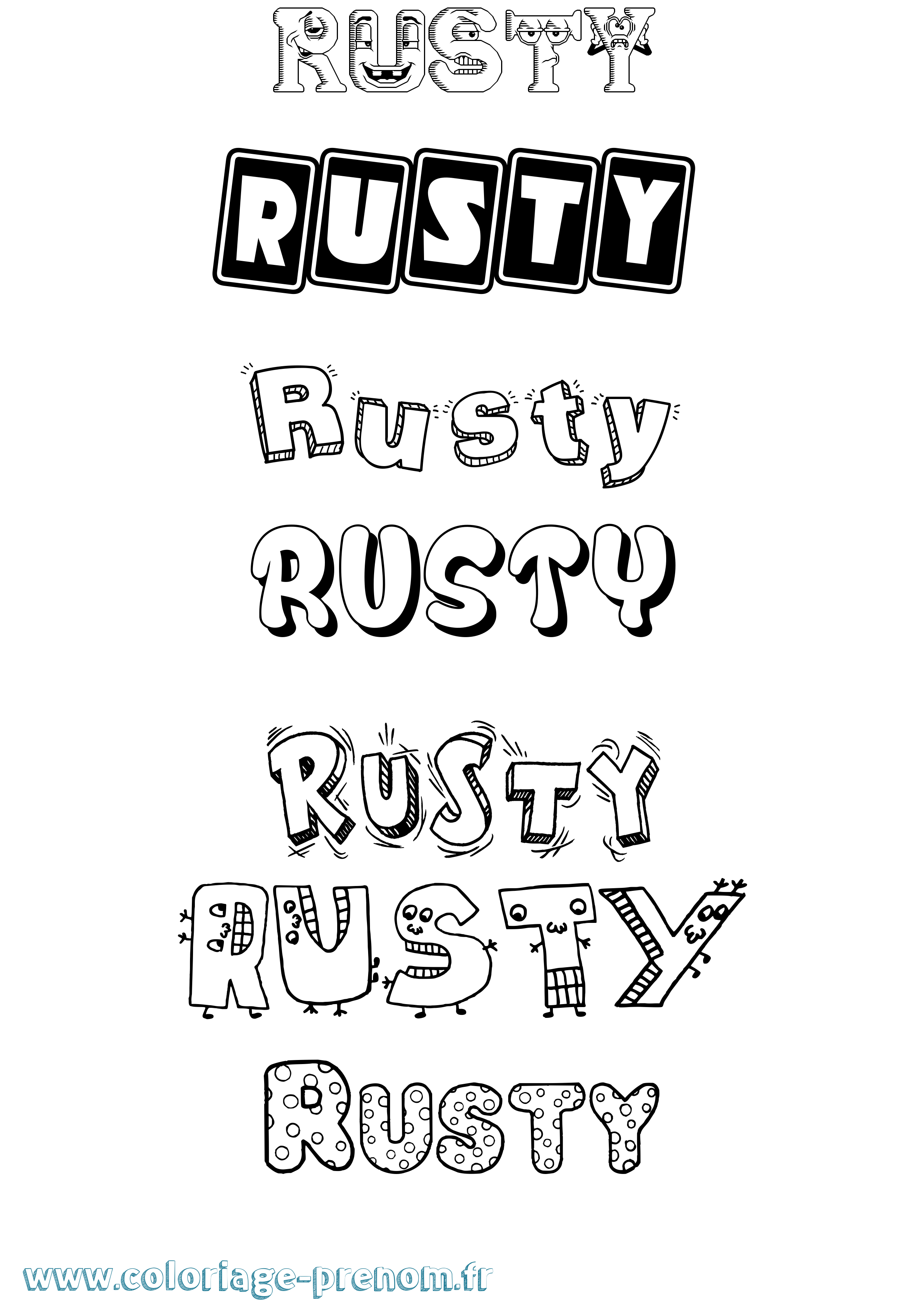 Coloriage Rusty Fun Coloriage prénom Rusty Fun