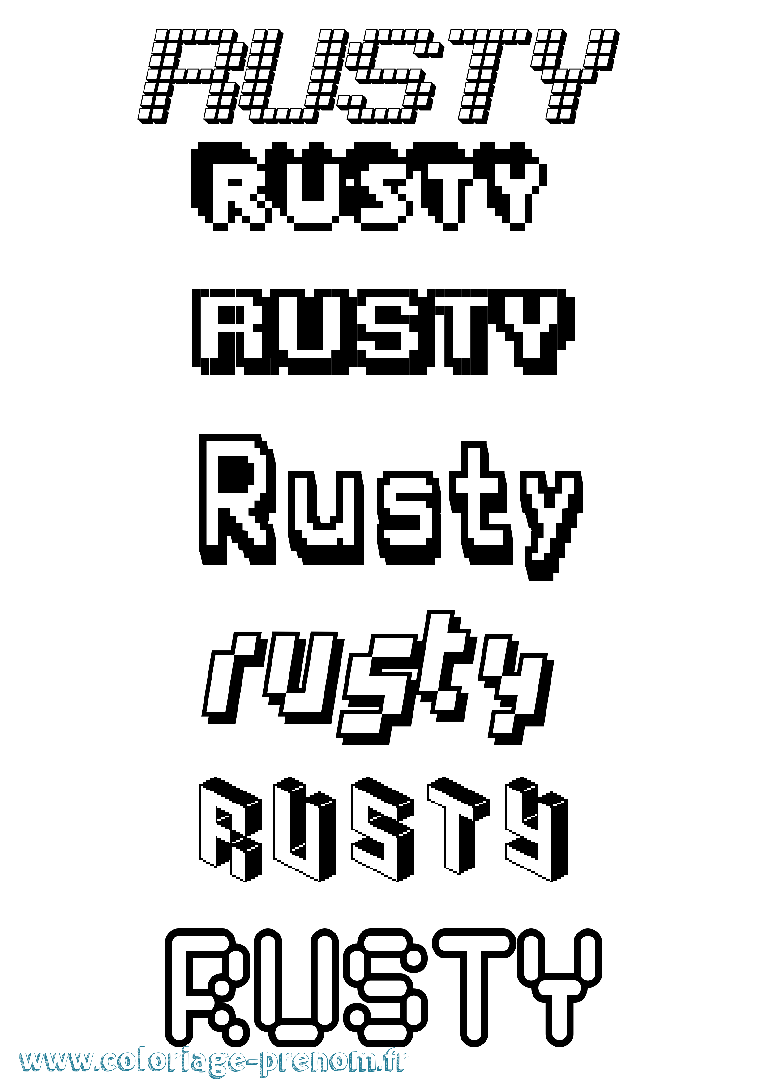 Coloriage Rusty Pixel Coloriage prénom Rusty Pixel