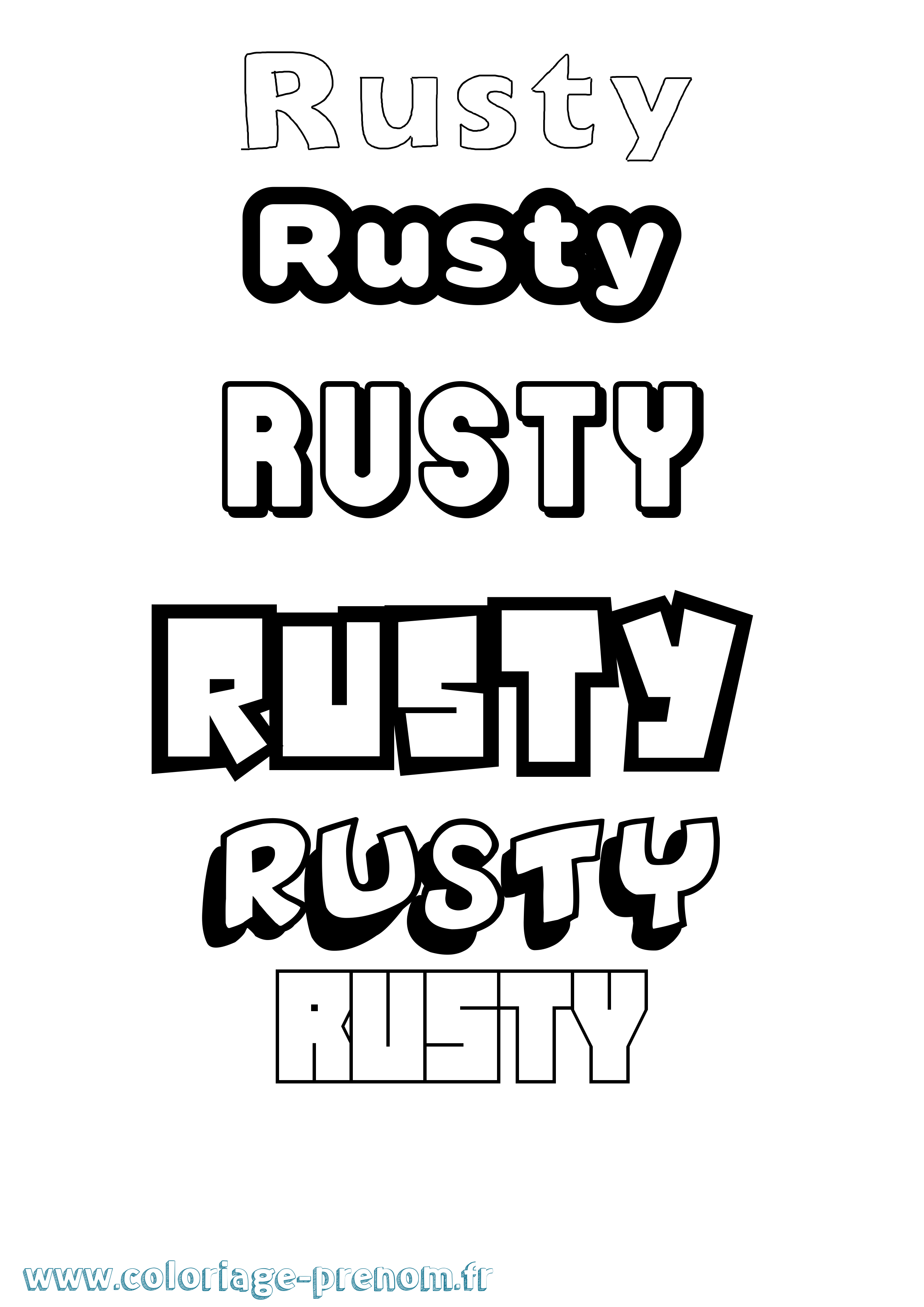 Coloriage Rusty Simple Coloriage prénom Rusty Simple