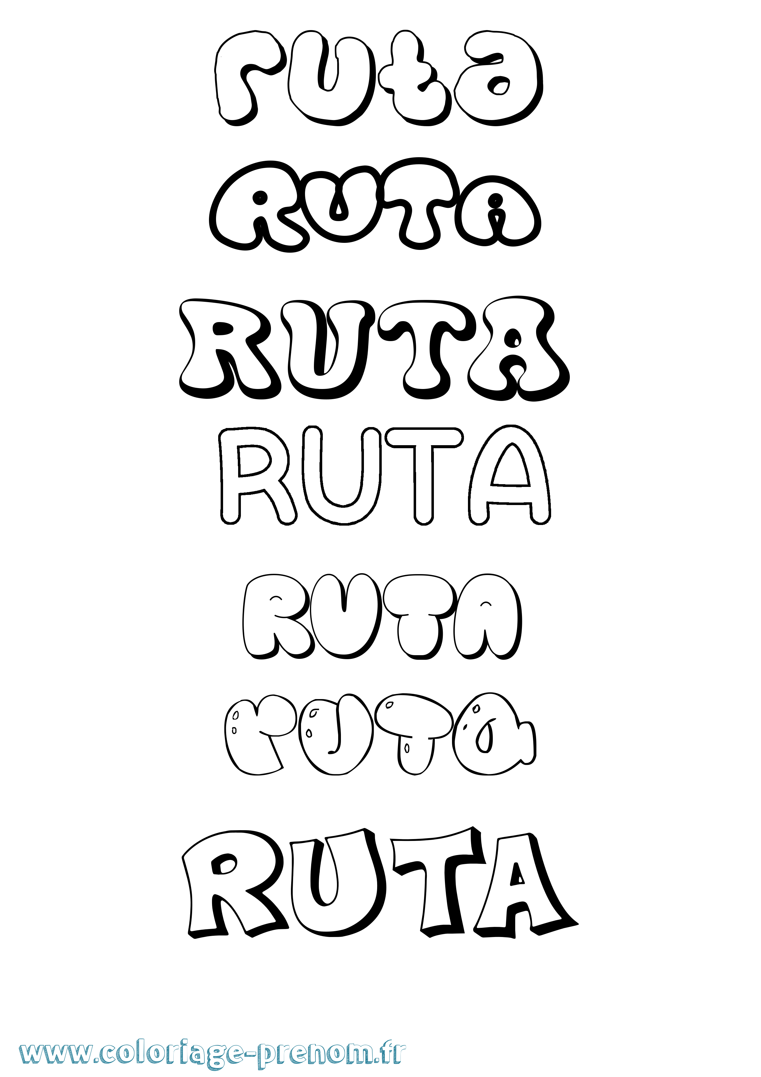 Coloriage Ruta Bubble Coloriage prénom Ruta Bubble