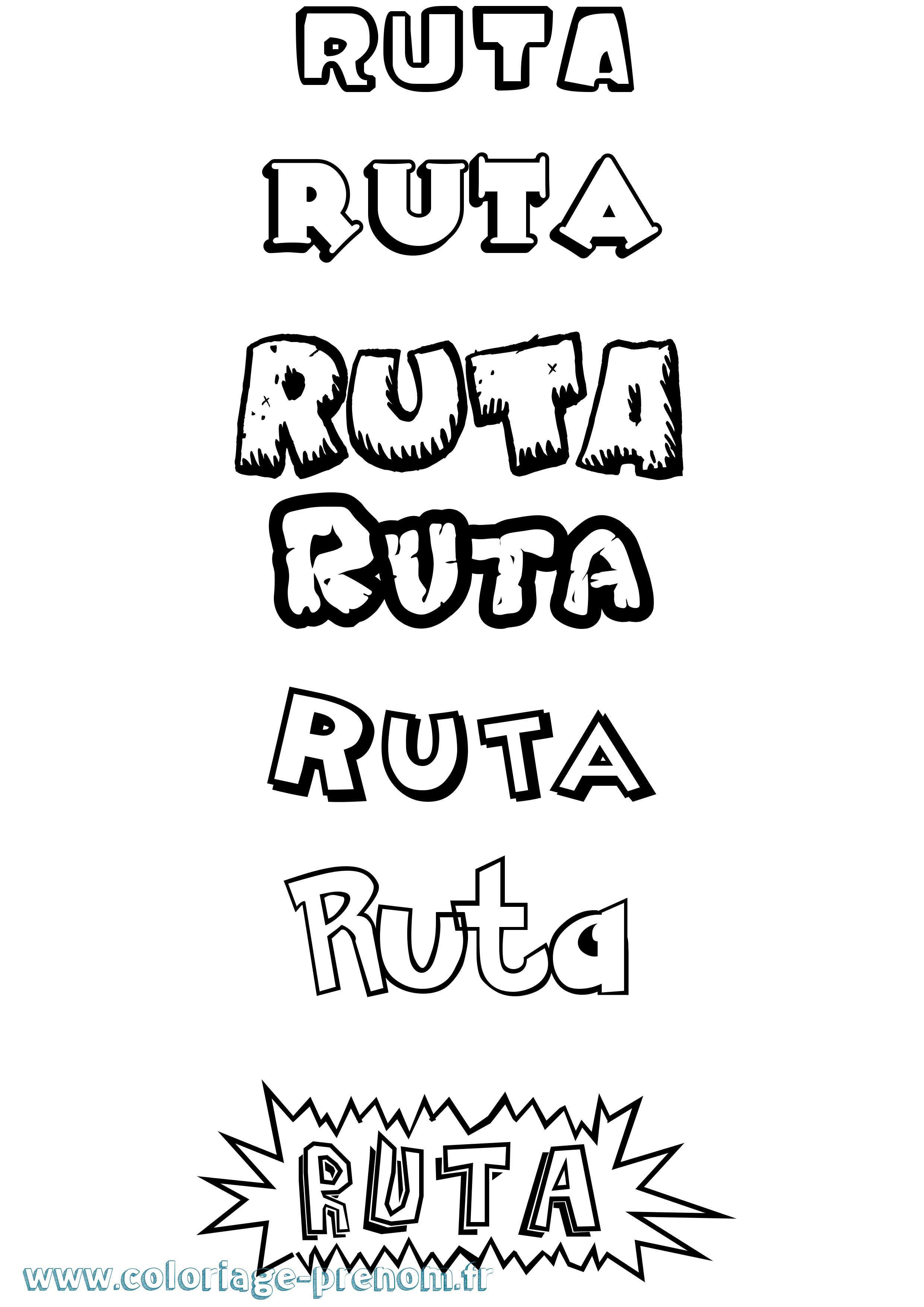Coloriage Ruta Dessin Animé Coloriage prénom Ruta Dessin Animé