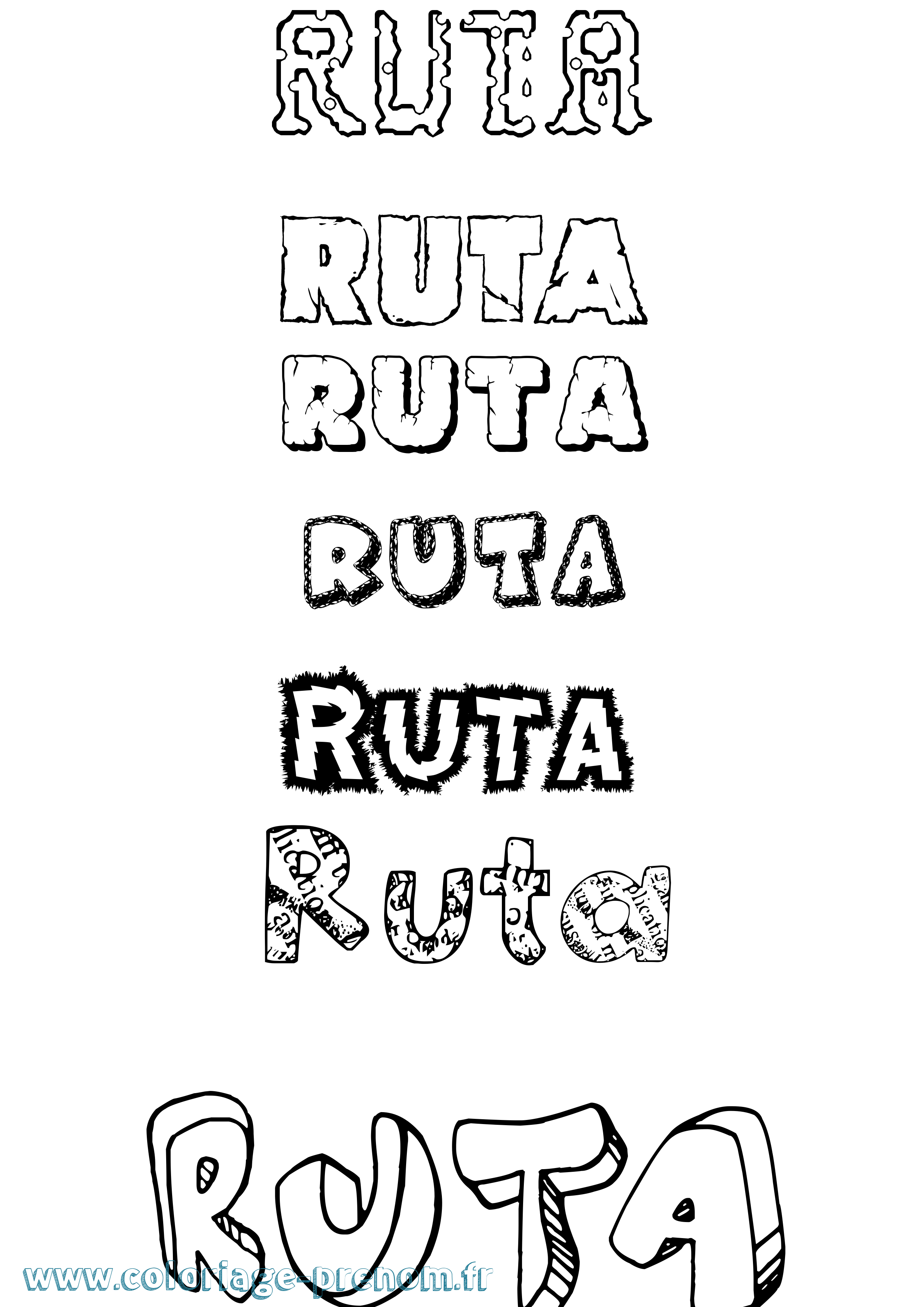 Coloriage Ruta Destructuré Coloriage prénom Ruta Destructuré