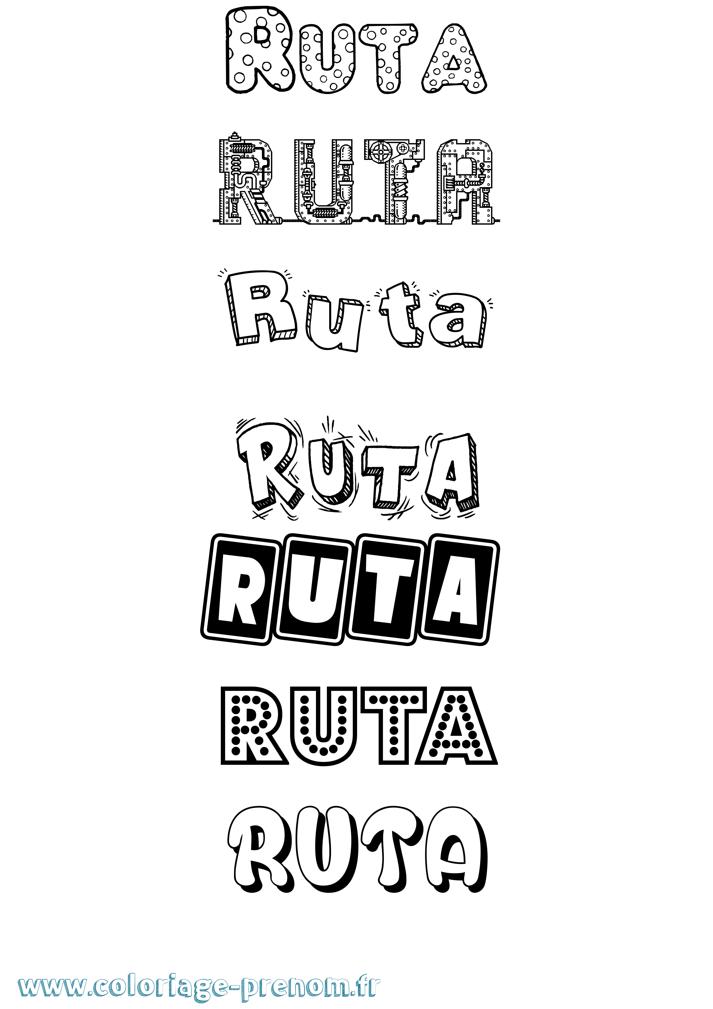 Coloriage Ruta Fun Coloriage prénom Ruta Fun
