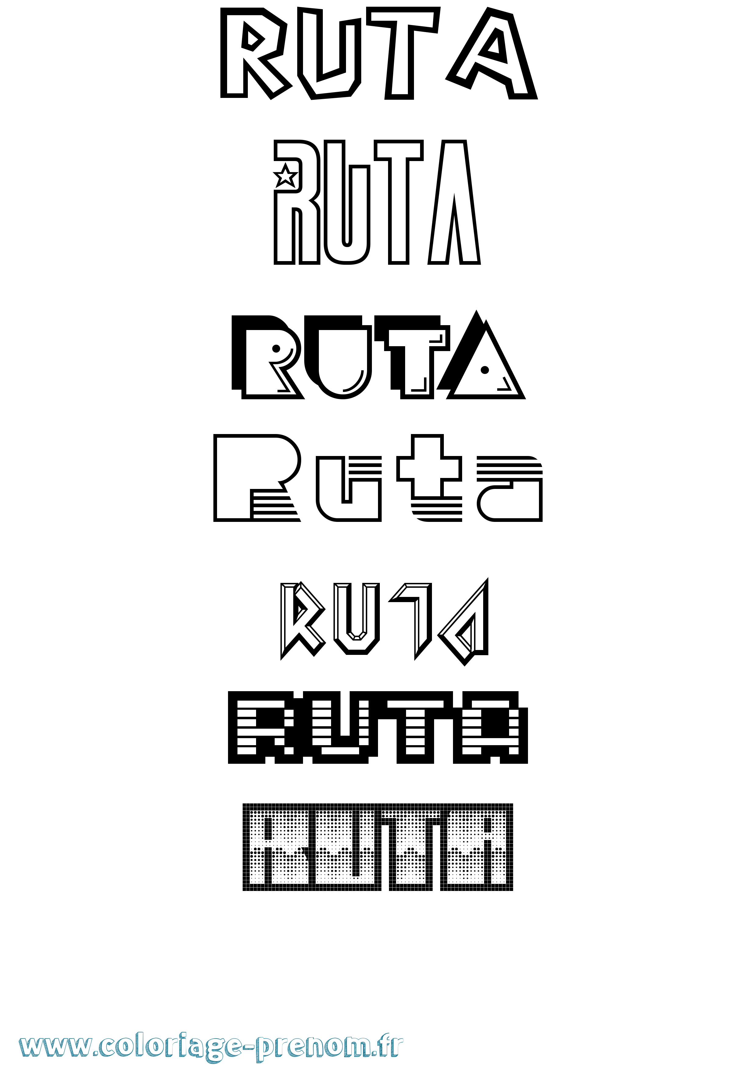 Coloriage Ruta Jeux Vidéos Coloriage prénom Ruta Jeux Vidéos