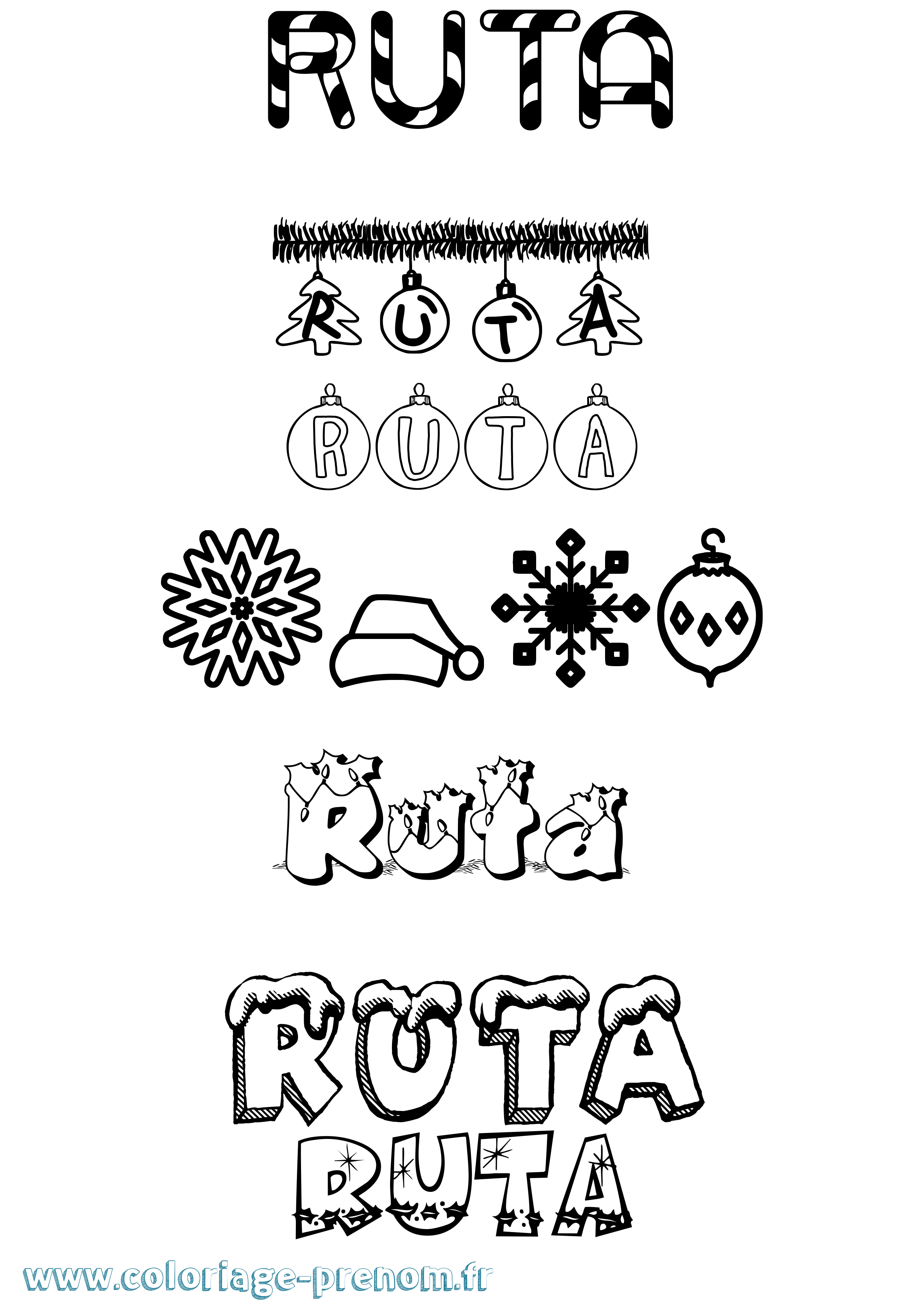 Coloriage Ruta Noël Coloriage prénom Ruta Noël