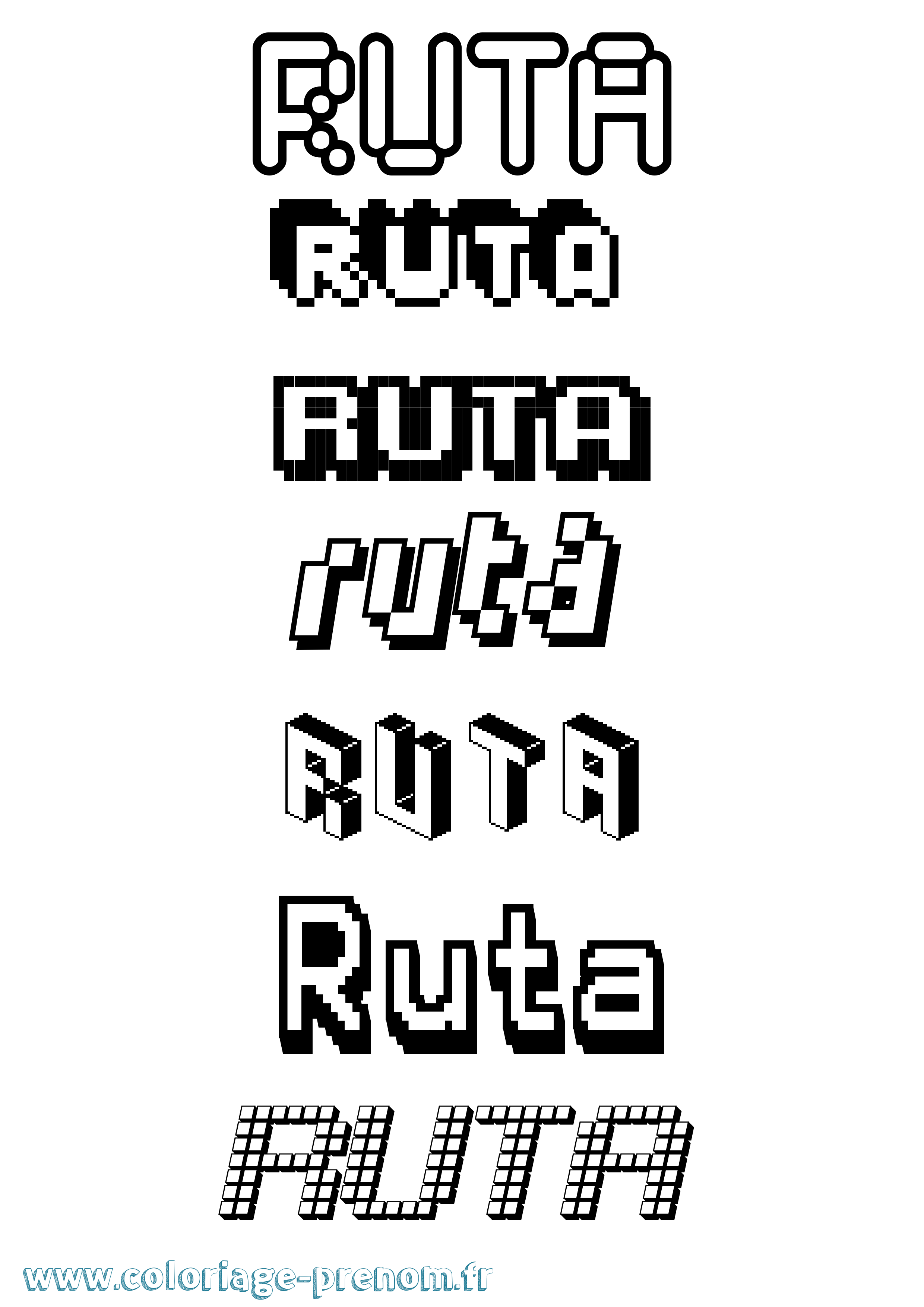 Coloriage Ruta Pixel Coloriage prénom Ruta Pixel