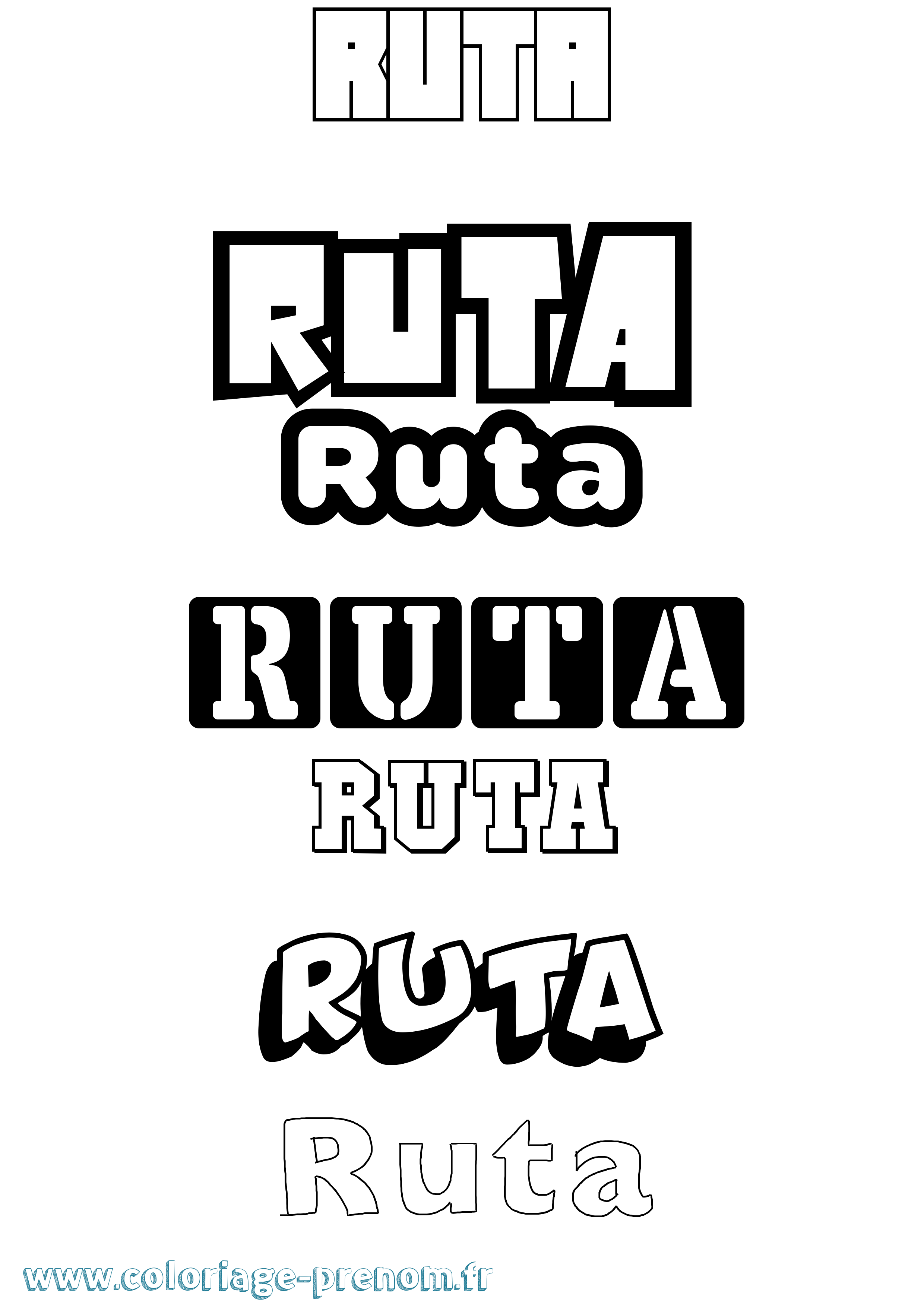 Coloriage Ruta Simple Coloriage prénom Ruta Simple