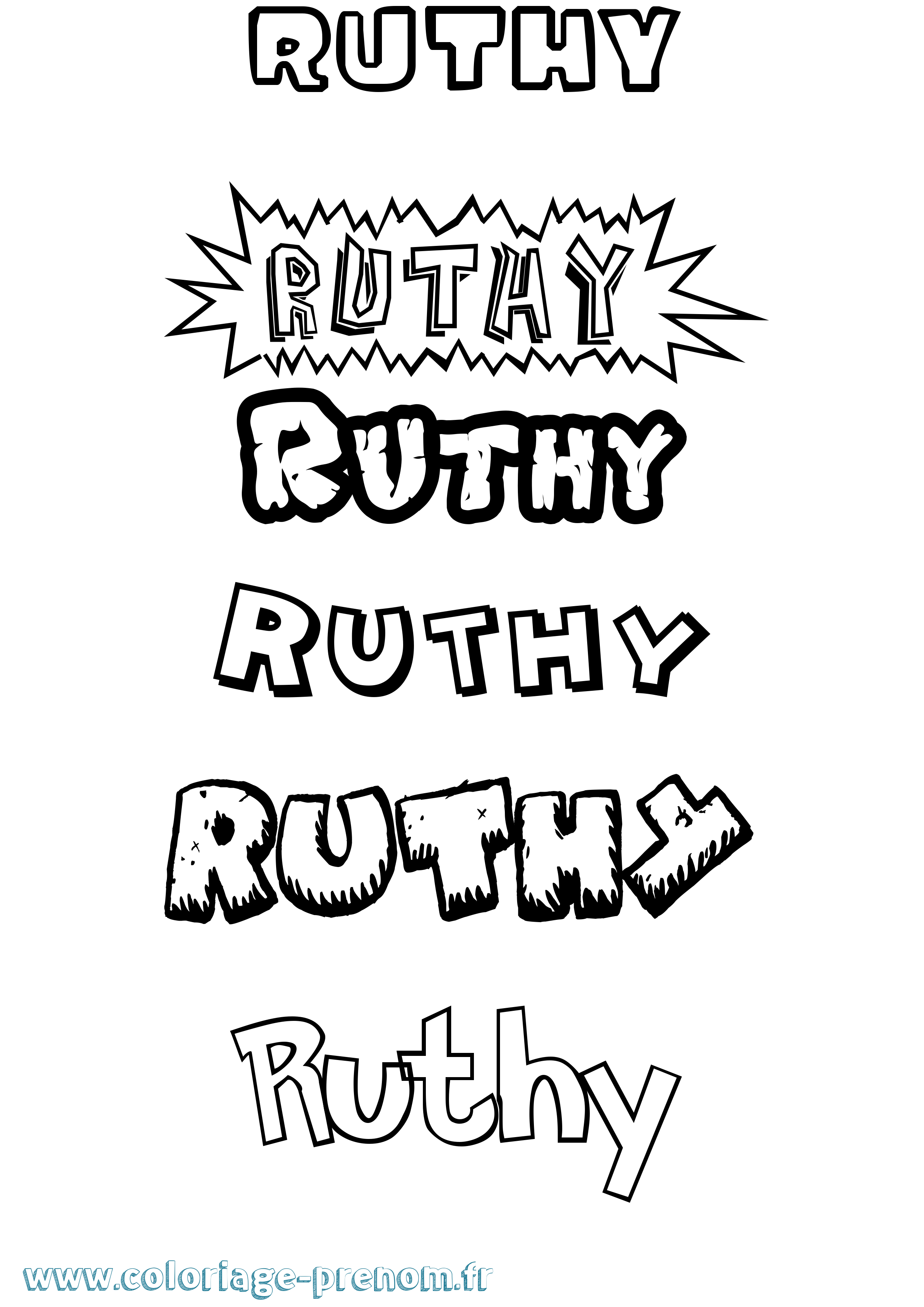 Coloriage Ruthy Dessin Animé Coloriage prénom Ruthy Dessin Animé